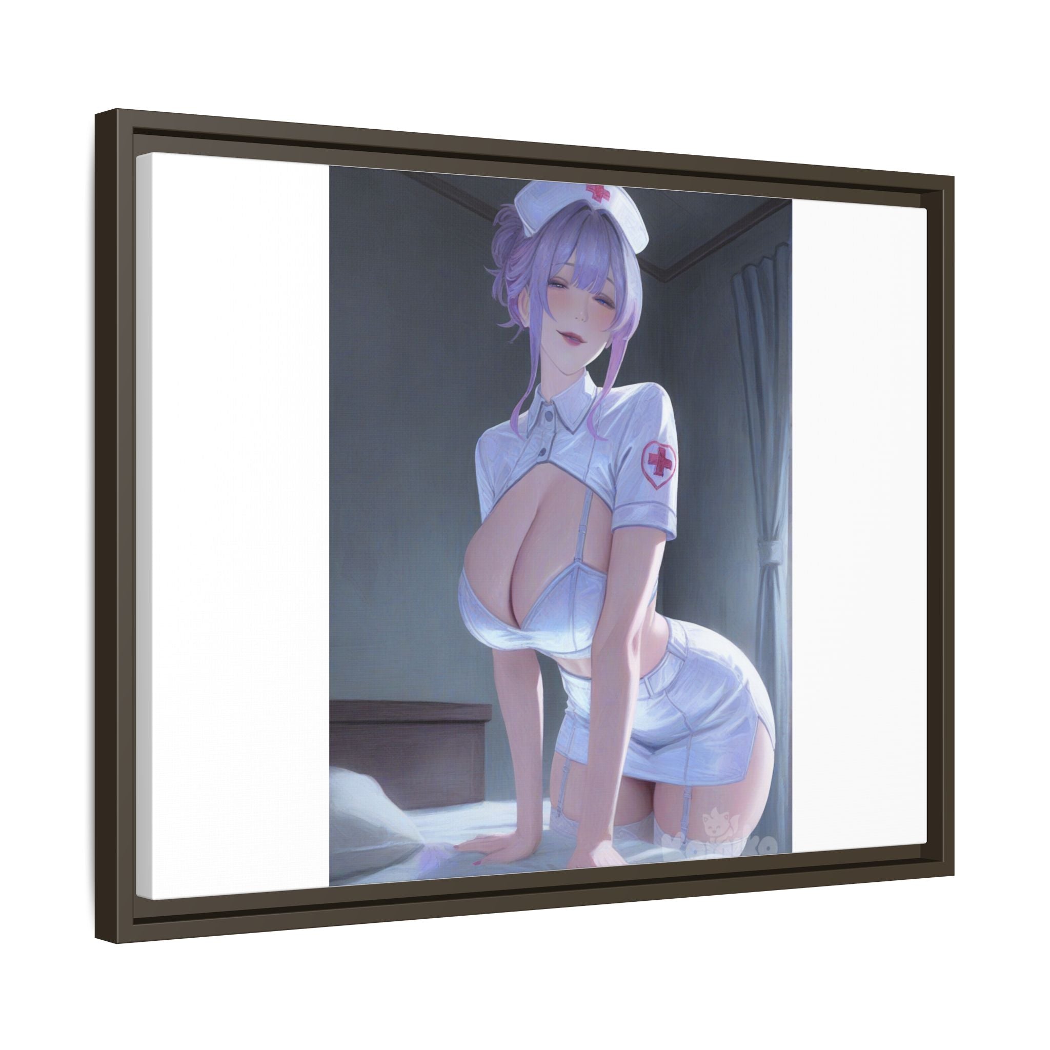 Sexy Anime Nurse Matte Canvas Print (Framed)