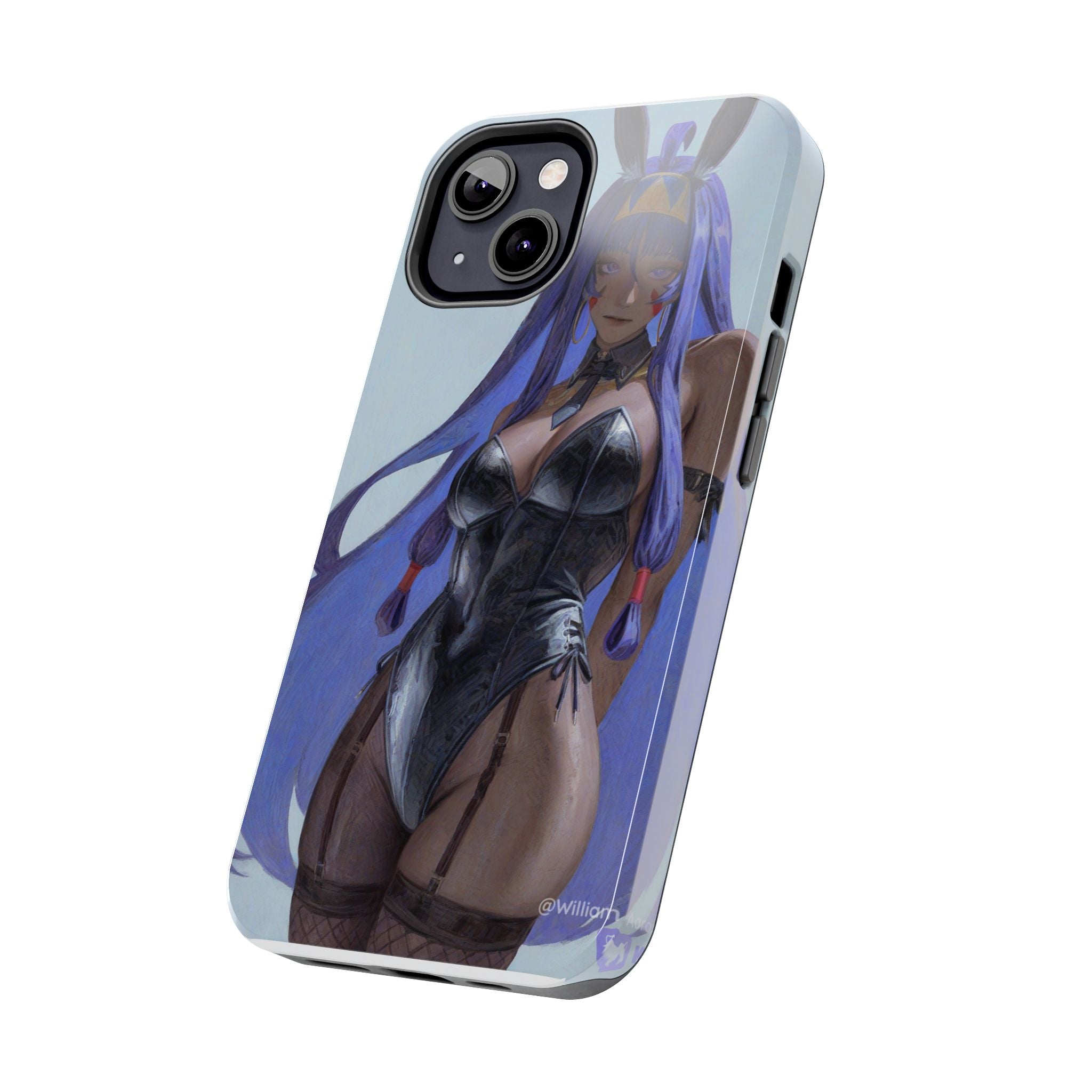 Bunny Girl Tough Phone Case — Anime Purple-Haired Character Protective Cover