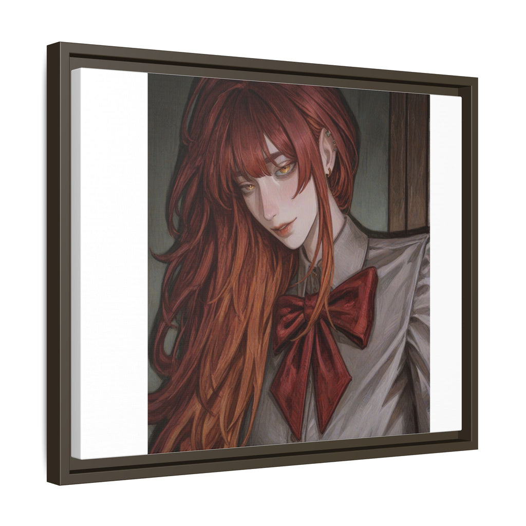 Framed Matte Canvas Print — Moody Red-Headed Anime Girl Art