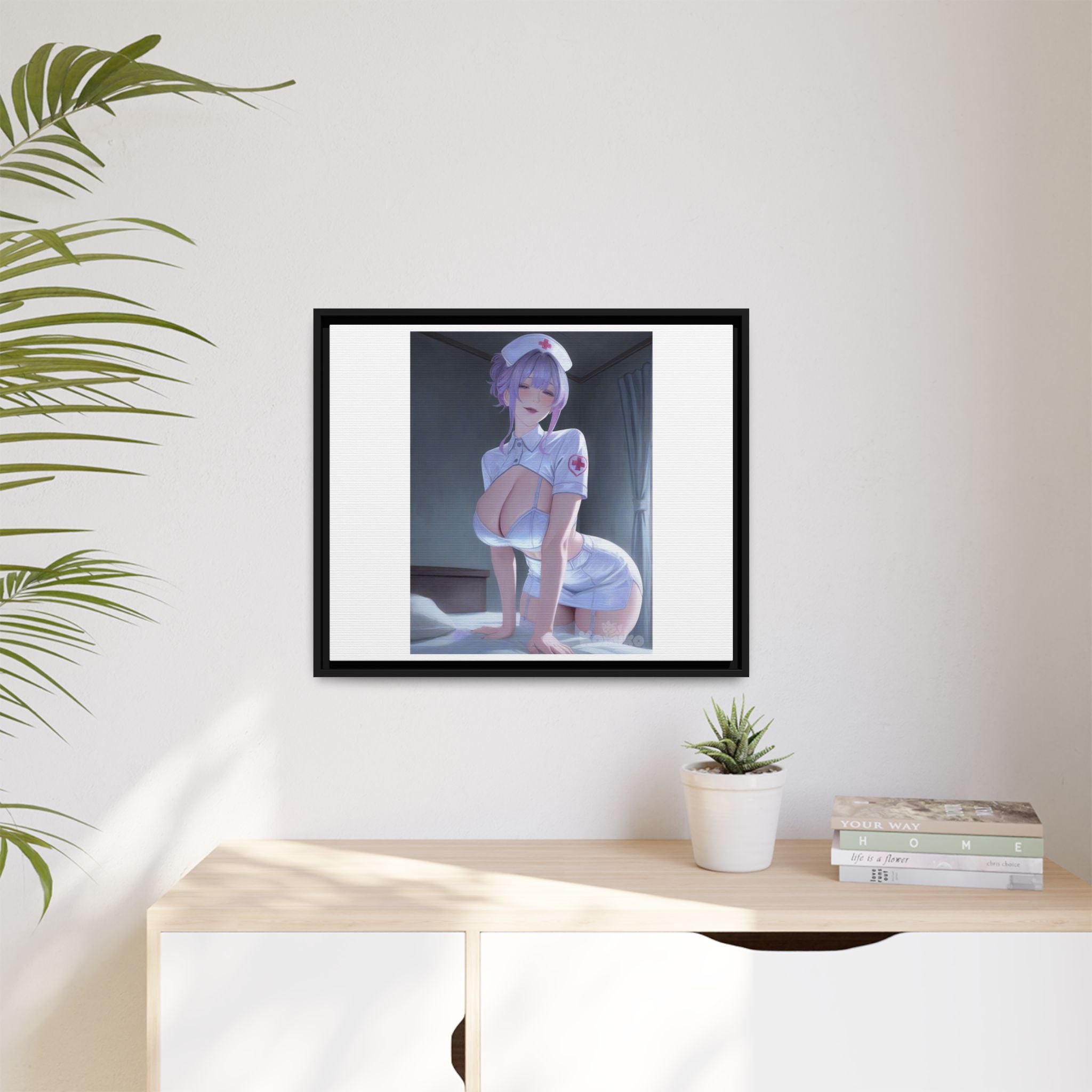 Sexy Anime Nurse Matte Canvas Print (Framed)