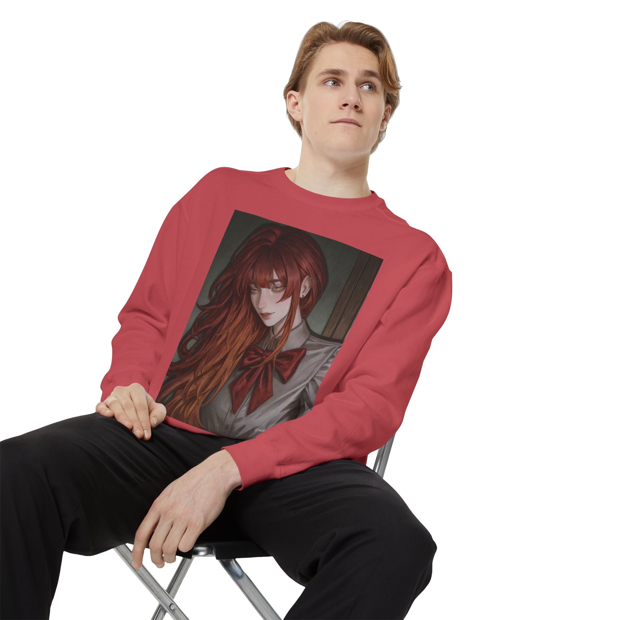 Anime Red-Headed Girl Sweatshirt — Gothic Schoolgirl Art Pullover