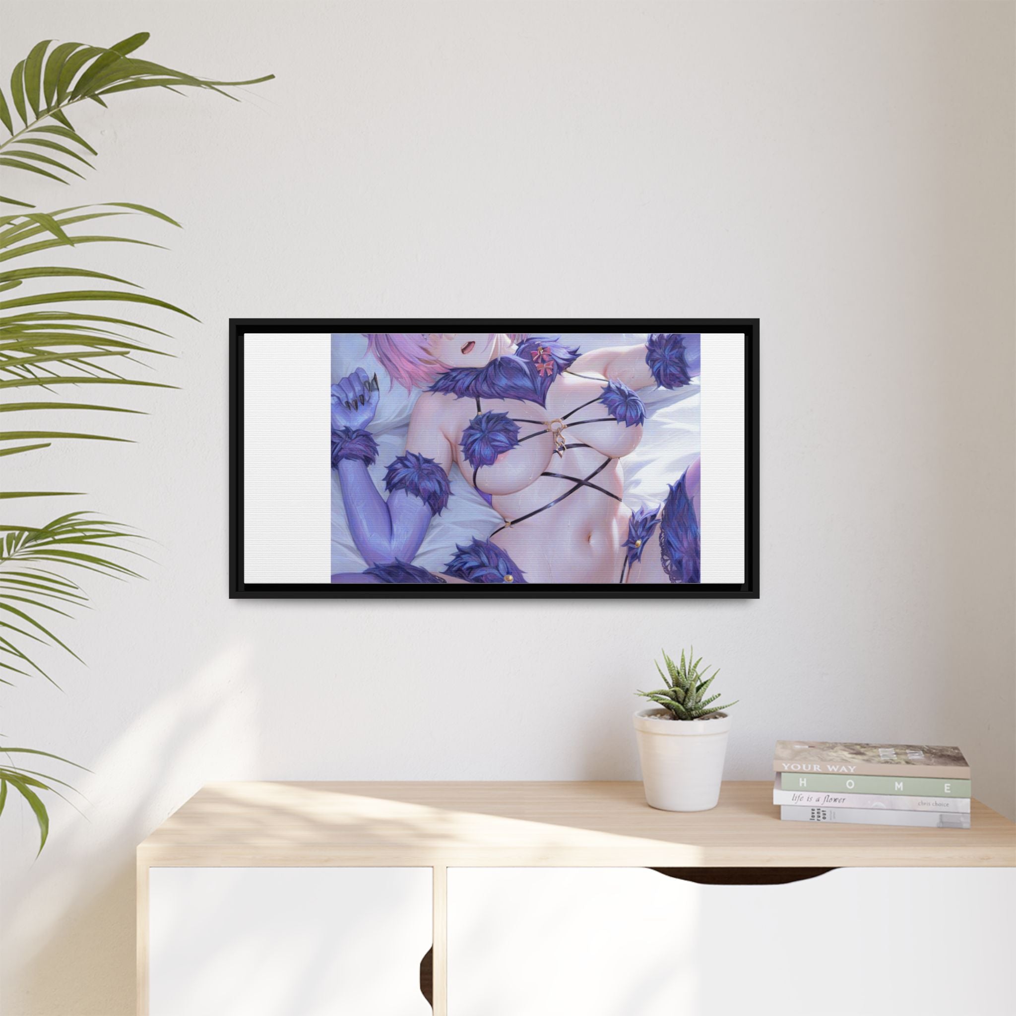 Framed Matte Canvas — Anime Pin-Up Lingerie Art Print