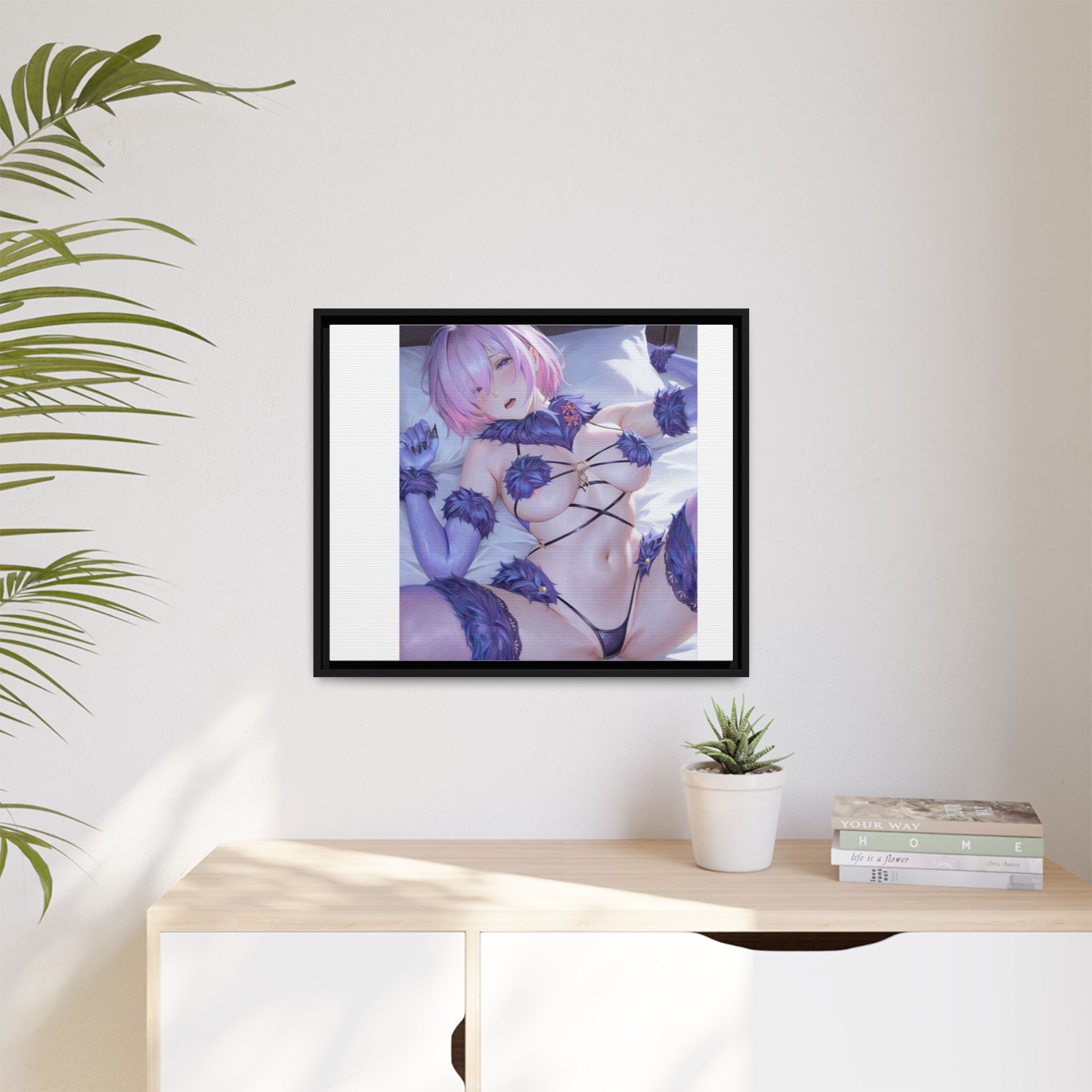 Framed Matte Canvas — Anime Pin-Up Lingerie Art Print