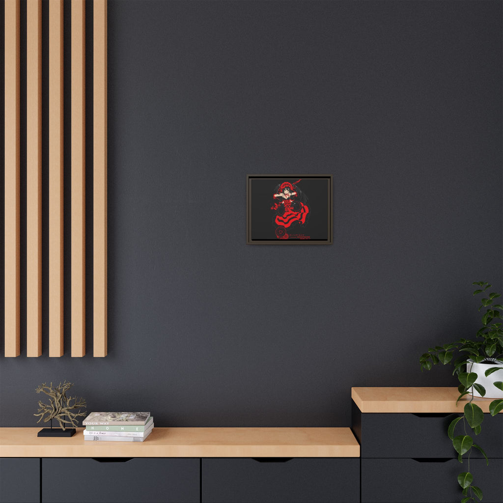 Anime Warrior Red Black Matte Canvas Print — Framed Wall Art