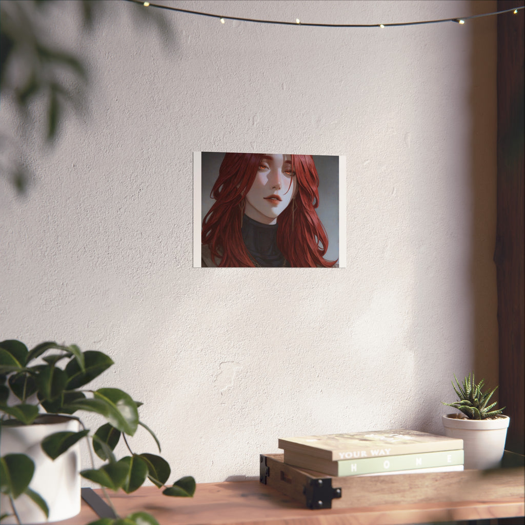 Fine Art Poster — Red-Haired Gothic Portrait, Moody Decorative Wall Art