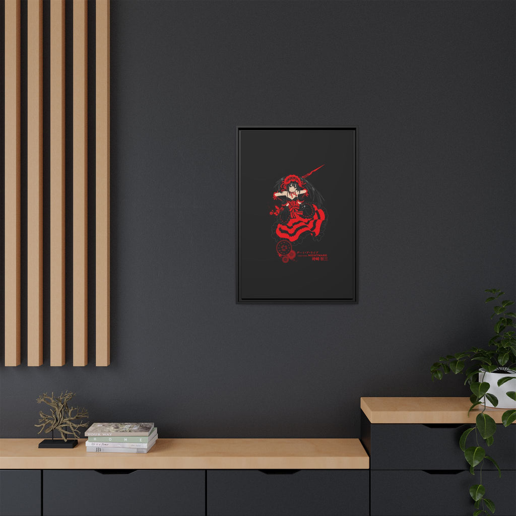 Anime Warrior Red Black Matte Canvas Print — Framed Wall Art