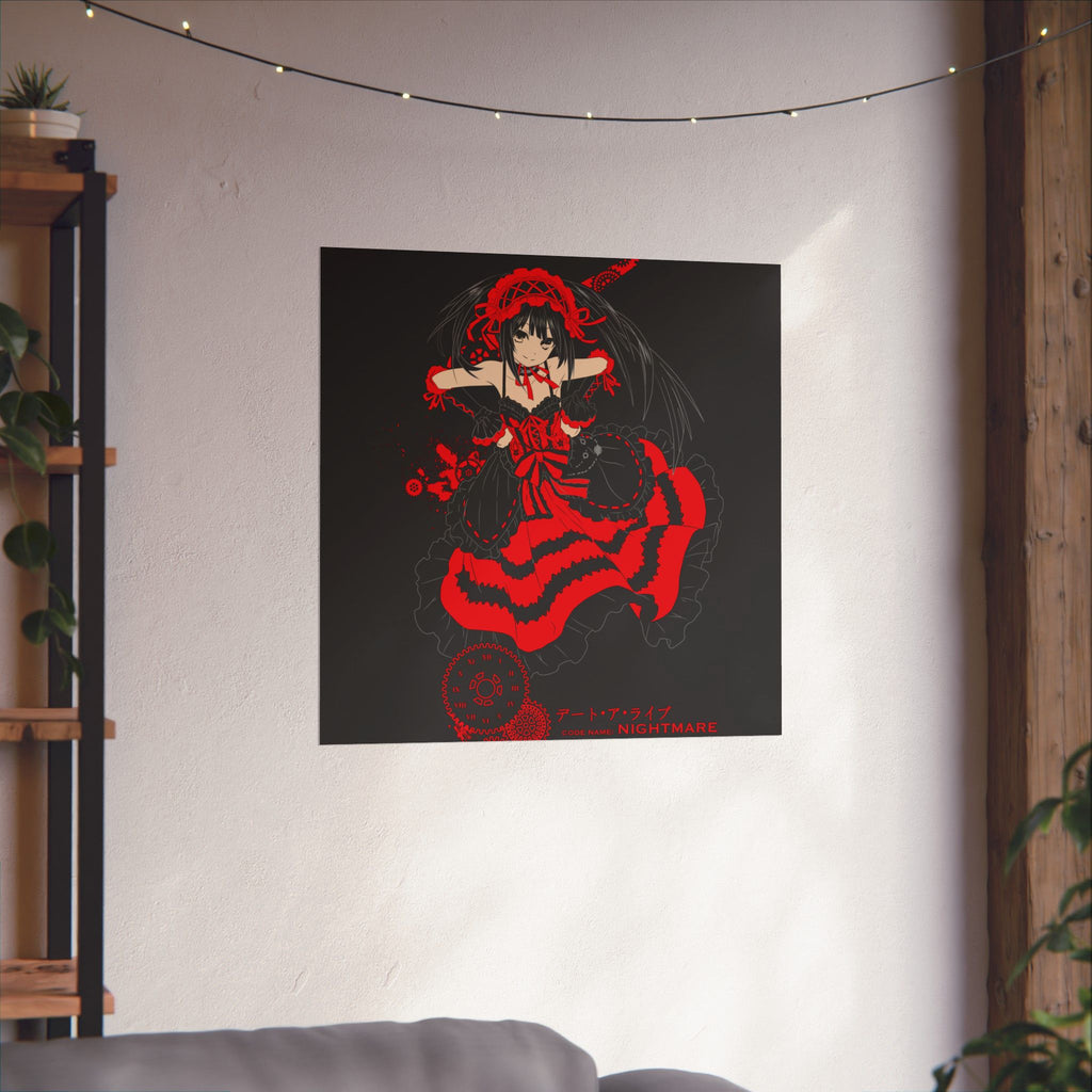 Anime Gothic Poster — Red & Black Kurumi Nightcore Matte Vertical Print