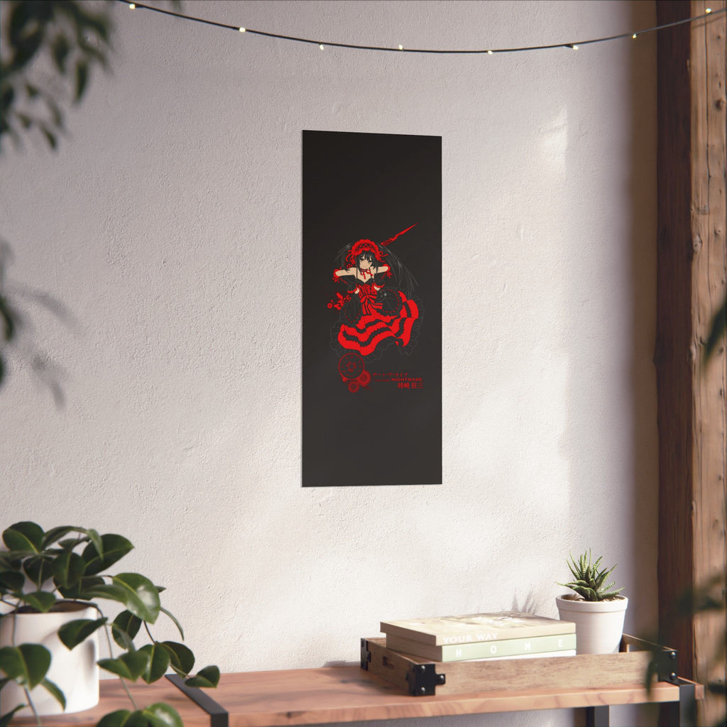 Anime Gothic Poster — Red & Black Kurumi Nightcore Matte Vertical Print