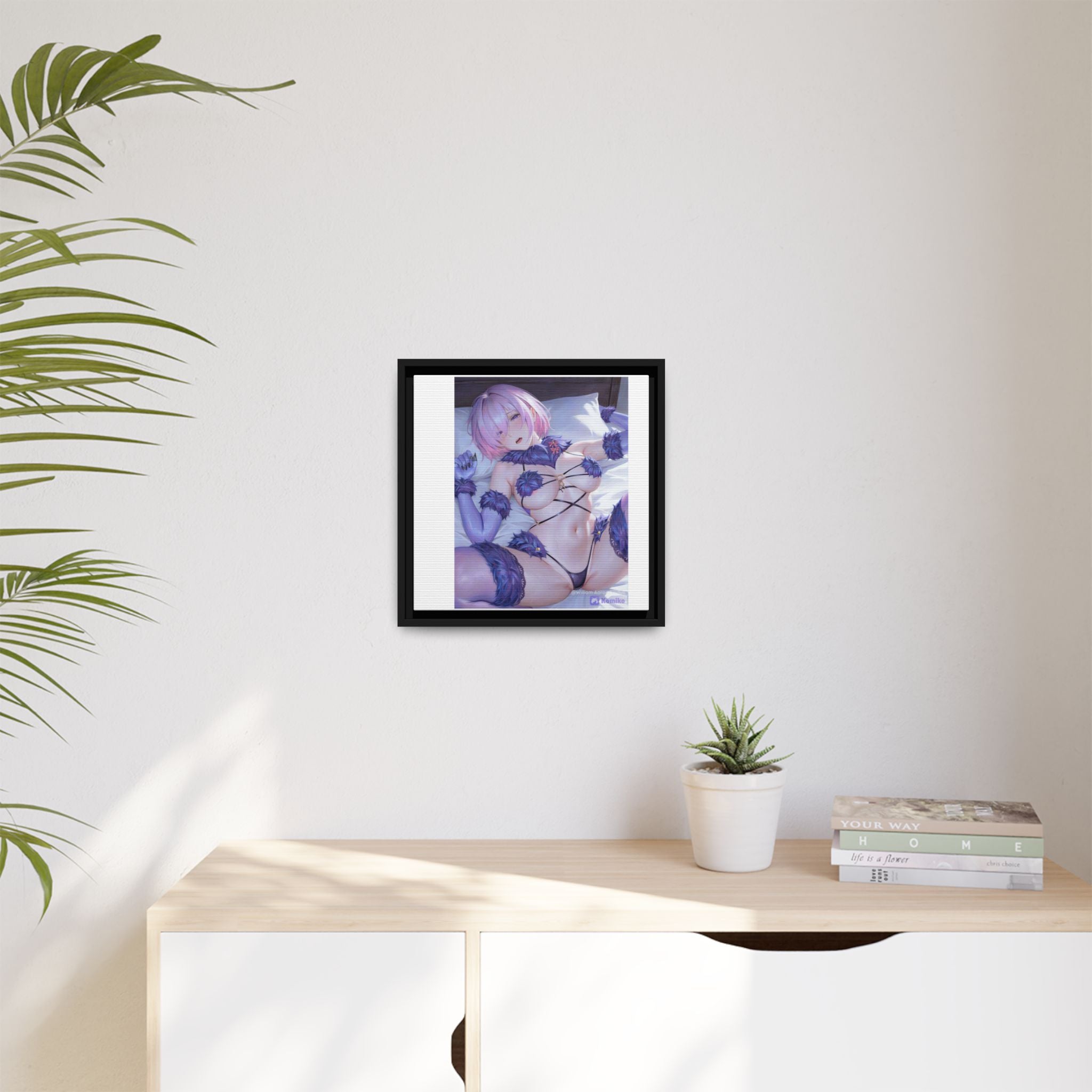 Framed Matte Canvas — Anime Pin-Up Lingerie Art Print