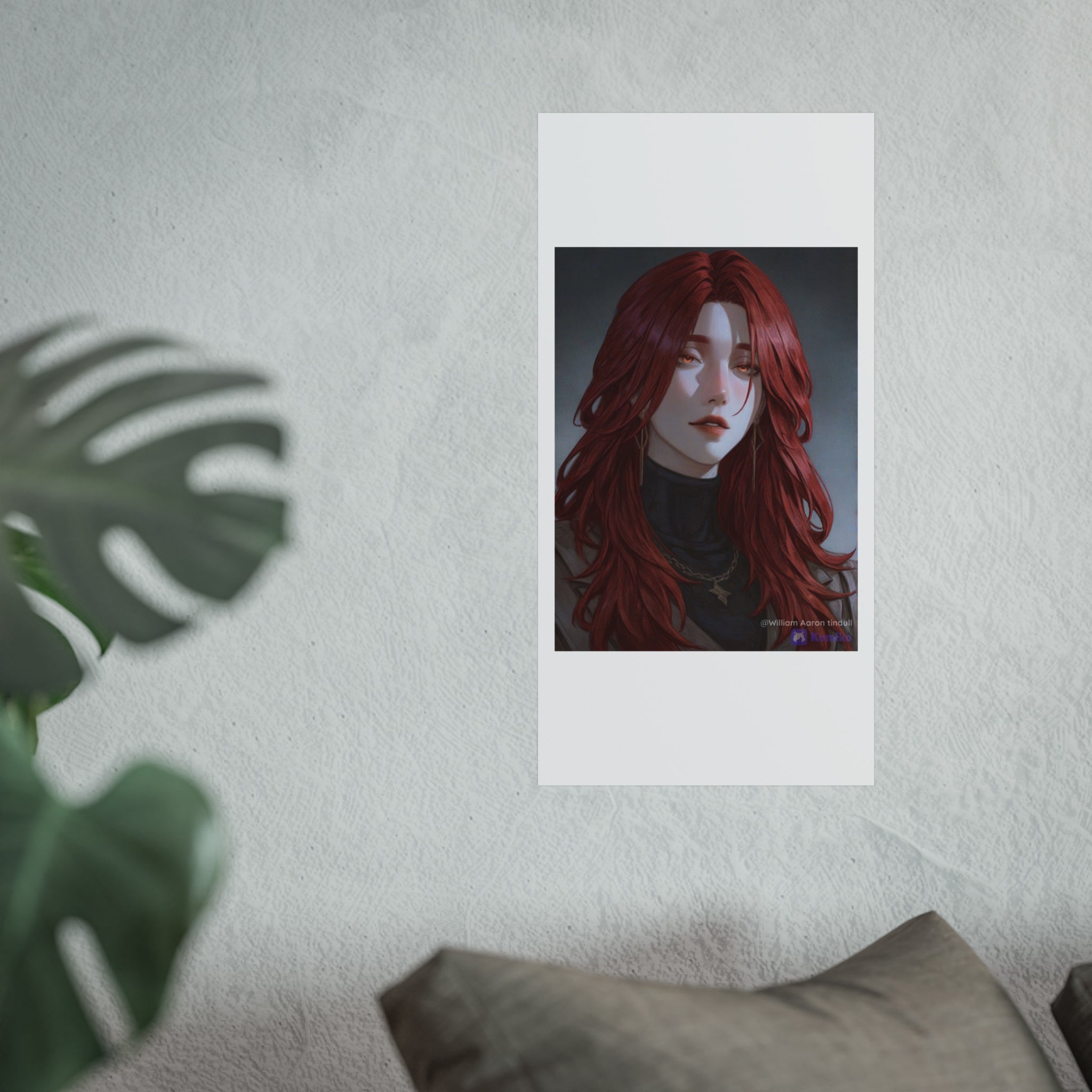 Fine Art Poster — Red-Haired Gothic Portrait, Moody Decorative Wall Art