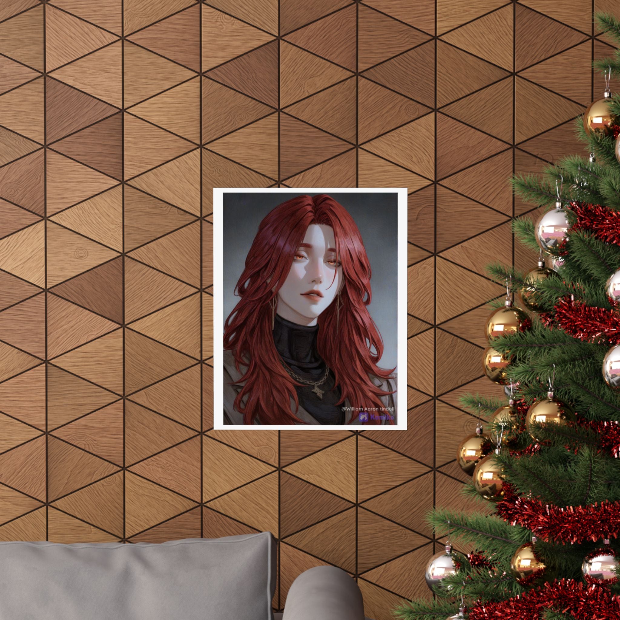 Red-Haired Muse Matte Vertical Poster — Moody Portrait Art Print