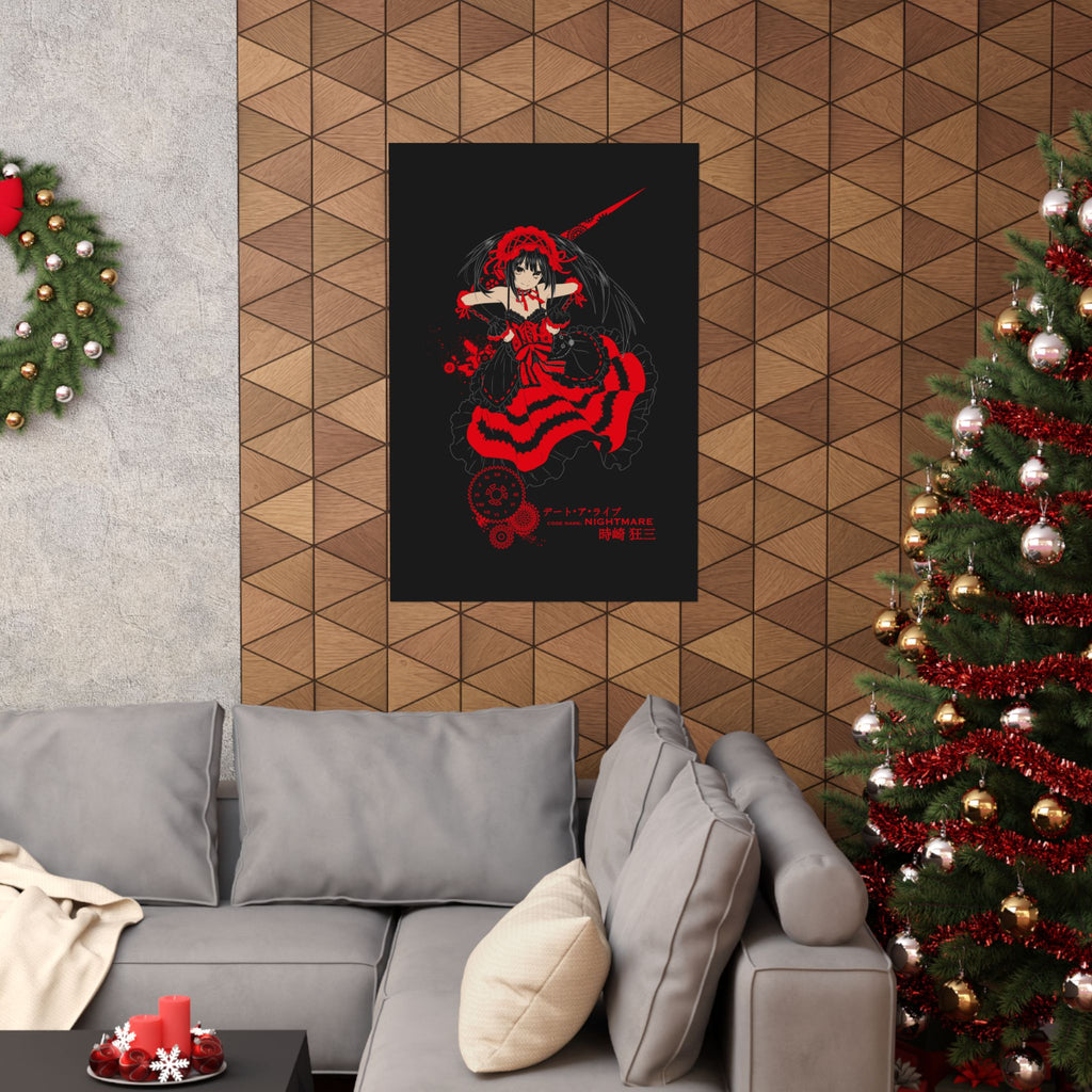 Anime Gothic Poster — Red & Black Kurumi Nightcore Matte Vertical Print