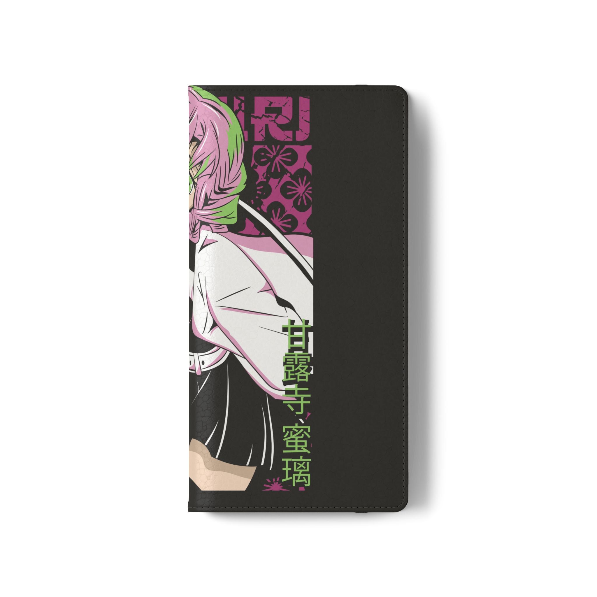 Anime Girl Flip Phone Case — Pink Demon Slayer Style Wallet Cover