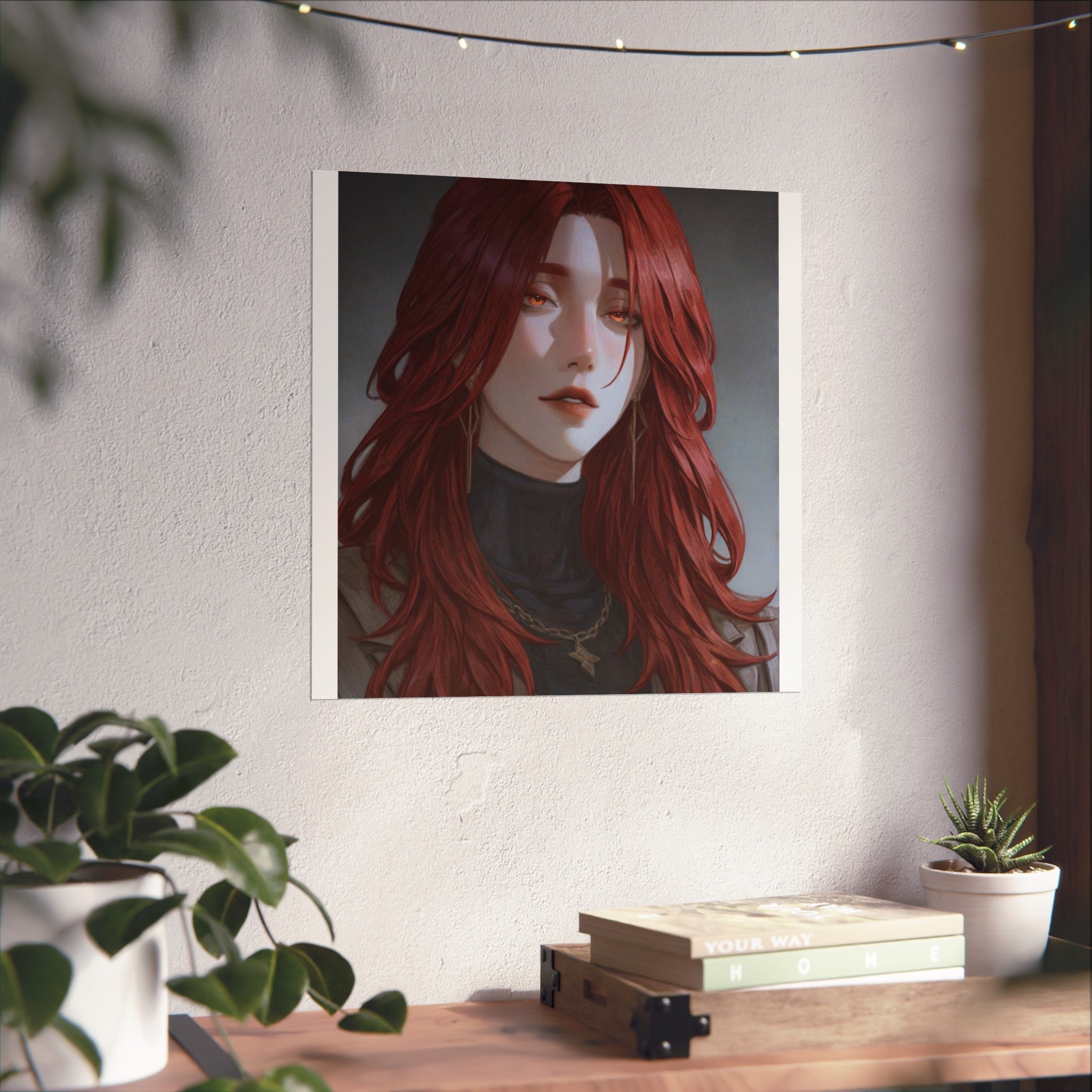 Fine Art Poster — Red-Haired Gothic Portrait, Moody Decorative Wall Art