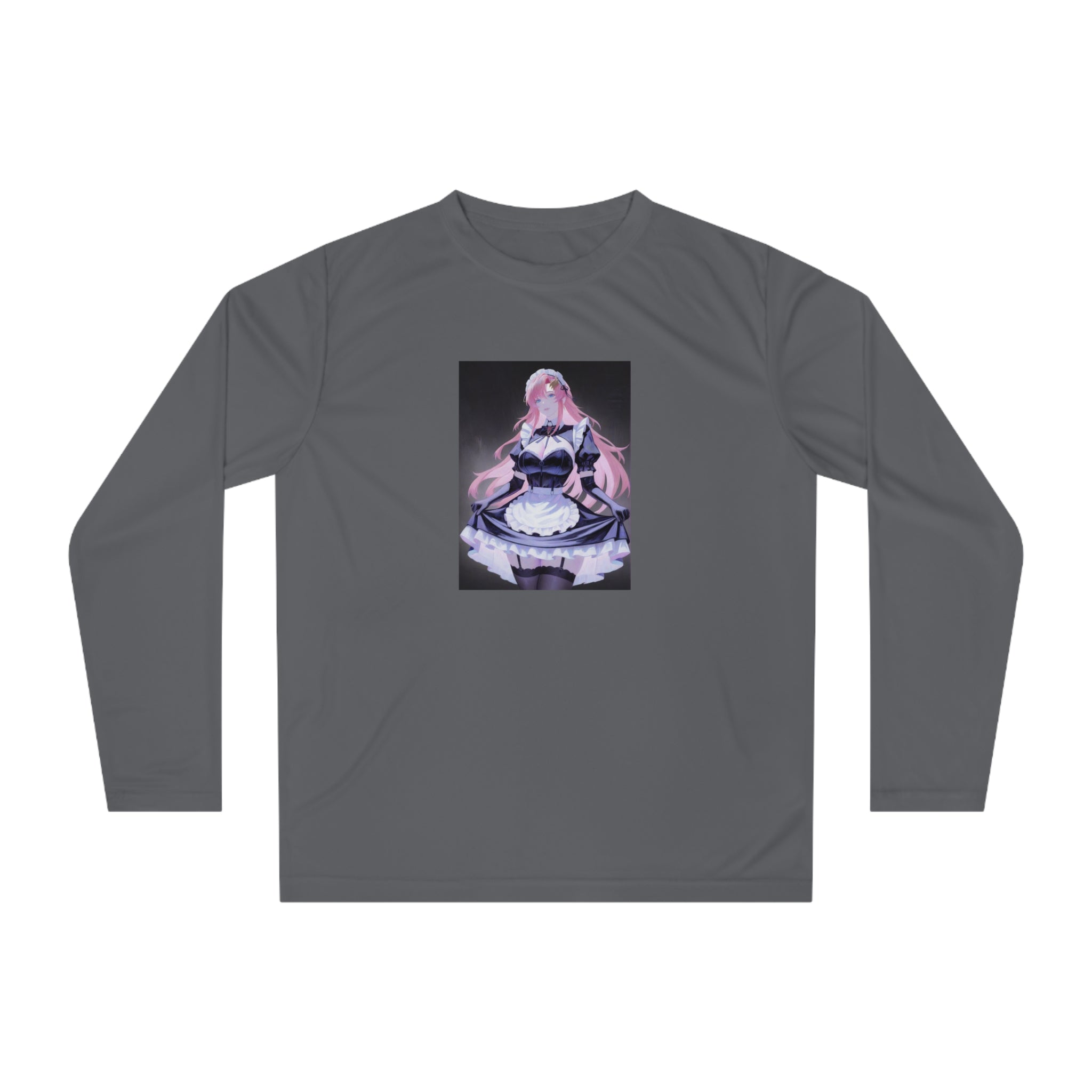 Anime Maid Long Sleeve Shirt – Pink-Haired Fantasy Maid Illustration
