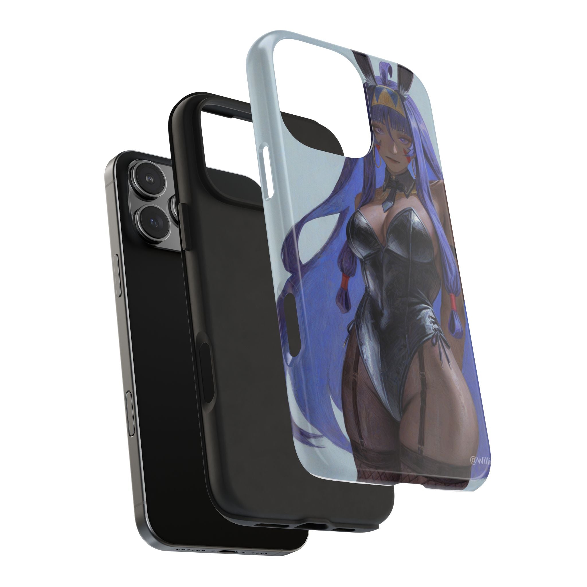 Bunny Girl Tough Phone Case — Anime Purple-Haired Character Protective Cover