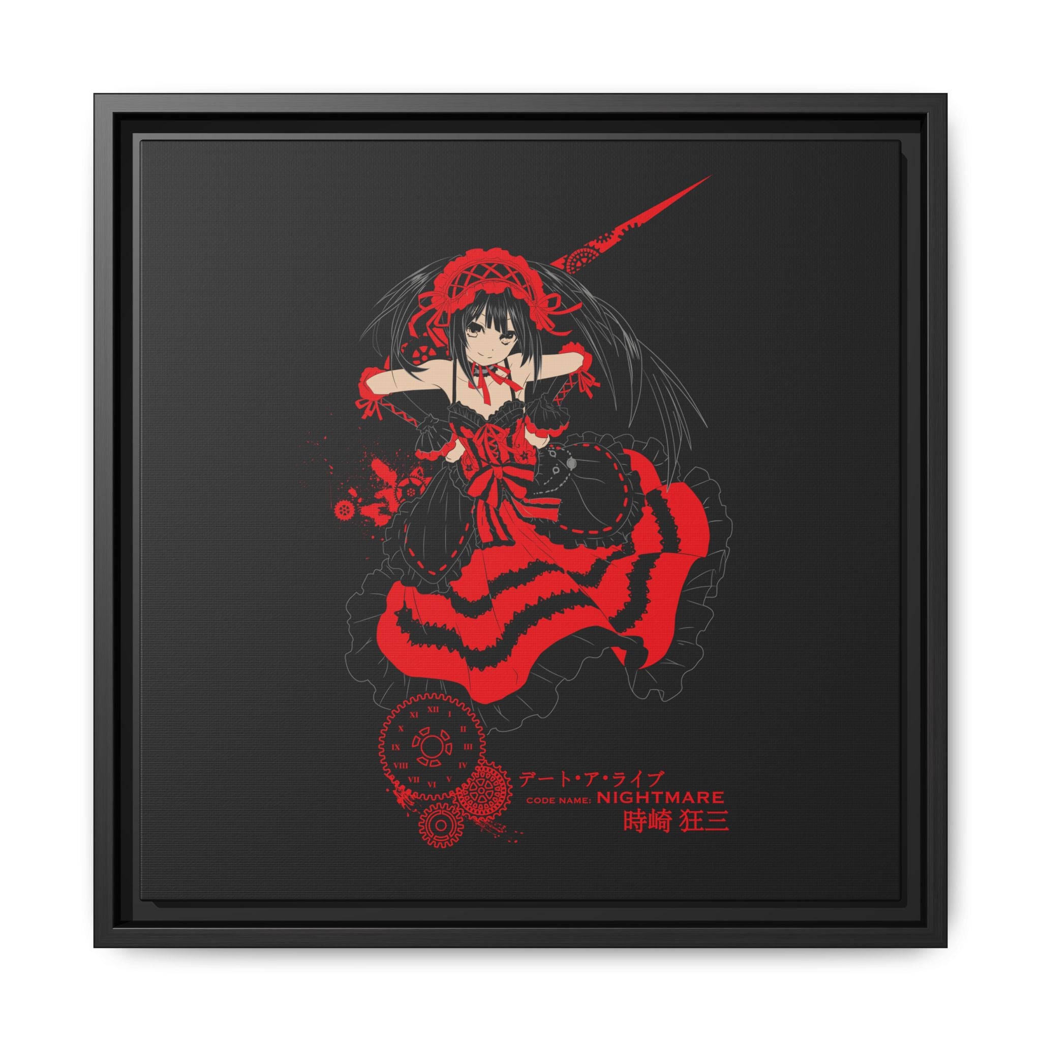 Anime Warrior Red Black Matte Canvas Print — Framed Wall Art