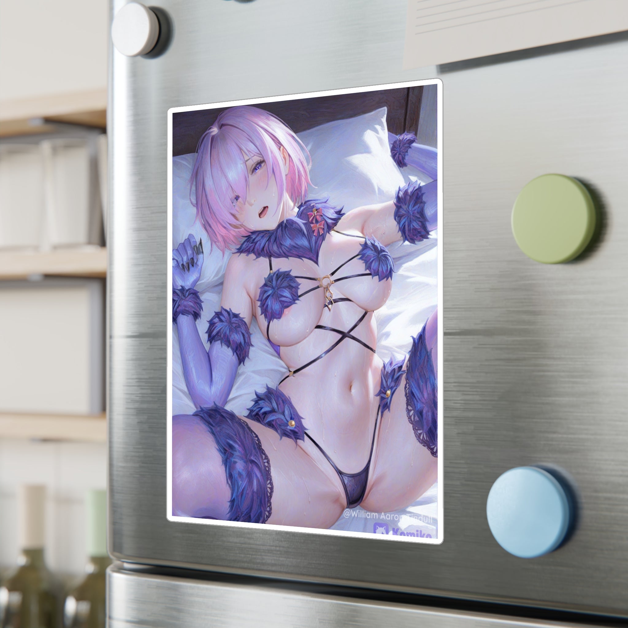 Anime Ecchi Kiss-Cut Vinyl Decal — Sexy Pink-Haired Character Sticker