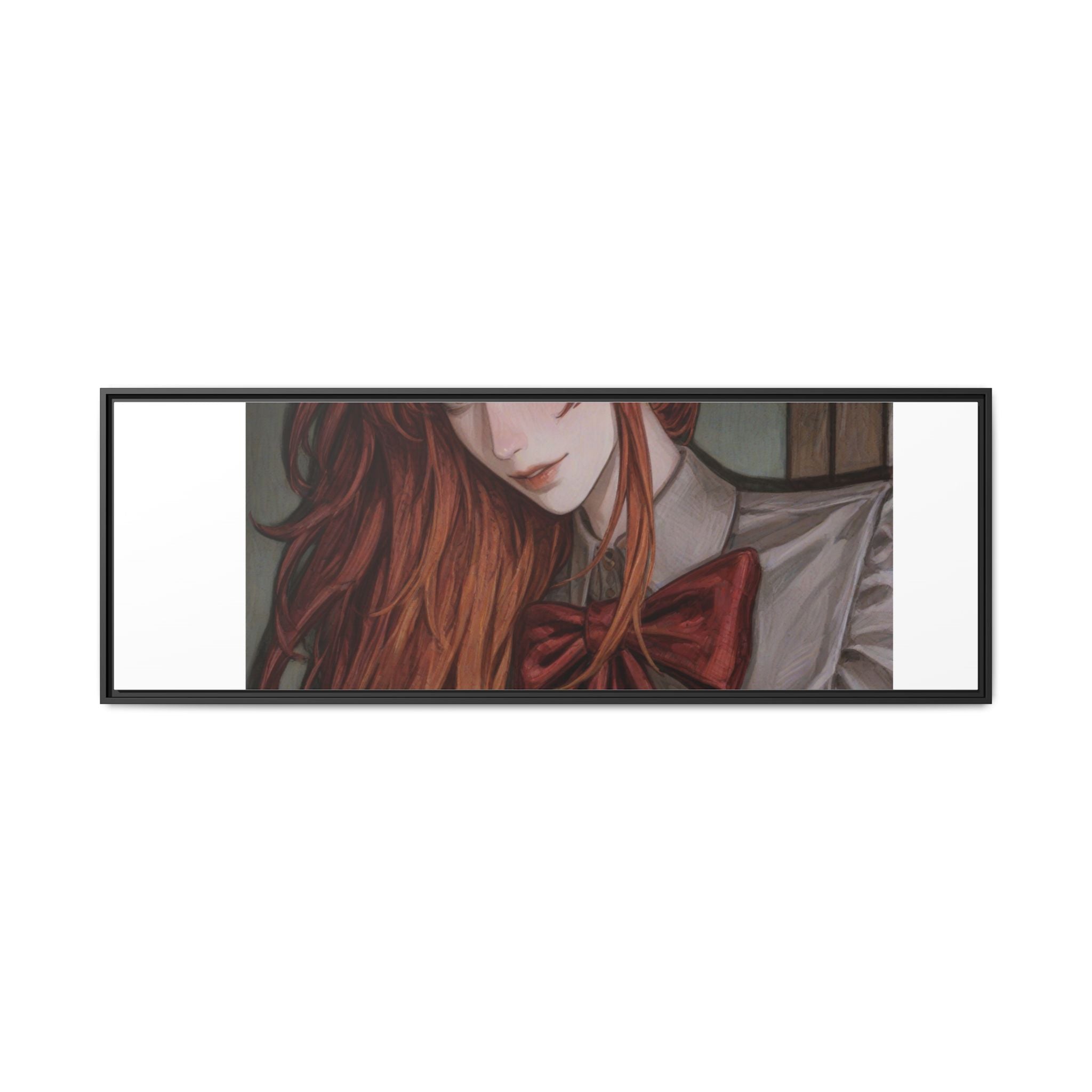 Framed Matte Canvas Print — Moody Red-Headed Anime Girl Art