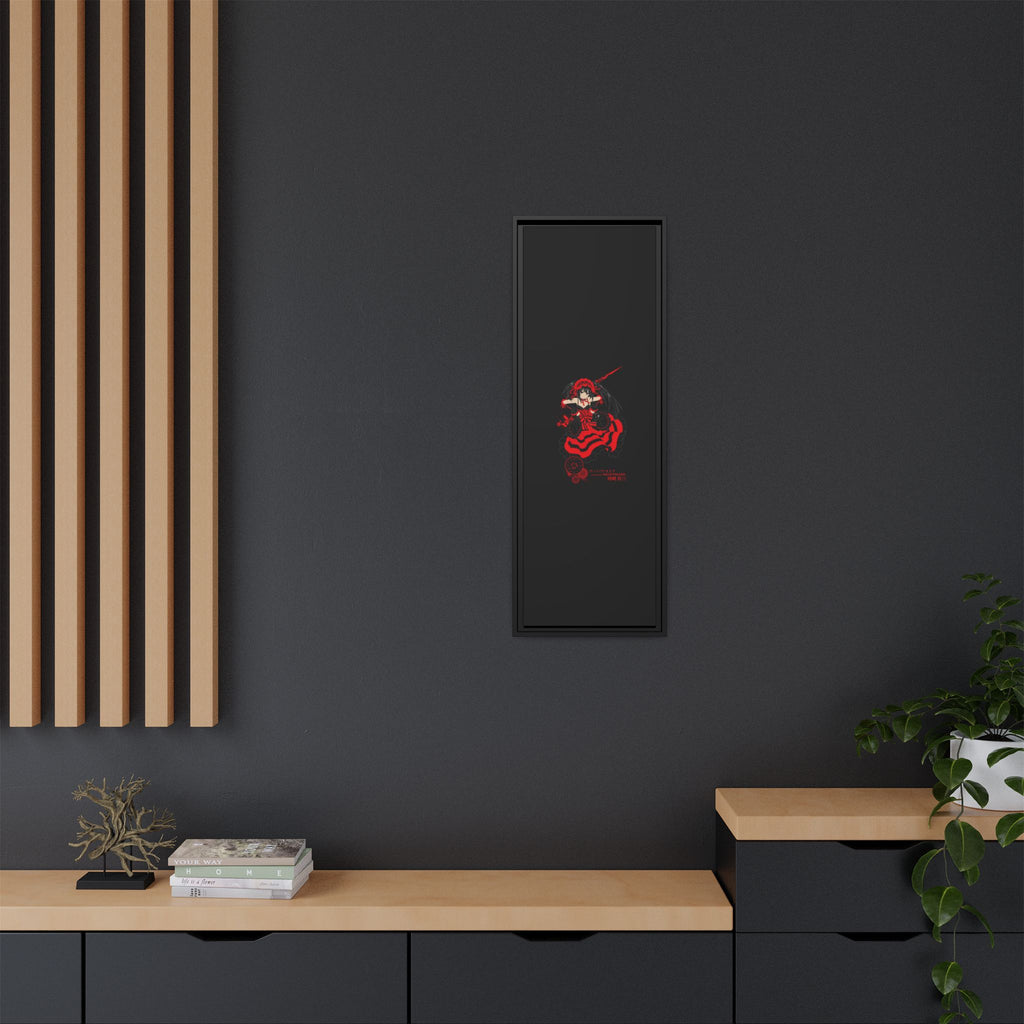 Anime Warrior Red Black Matte Canvas Print — Framed Wall Art