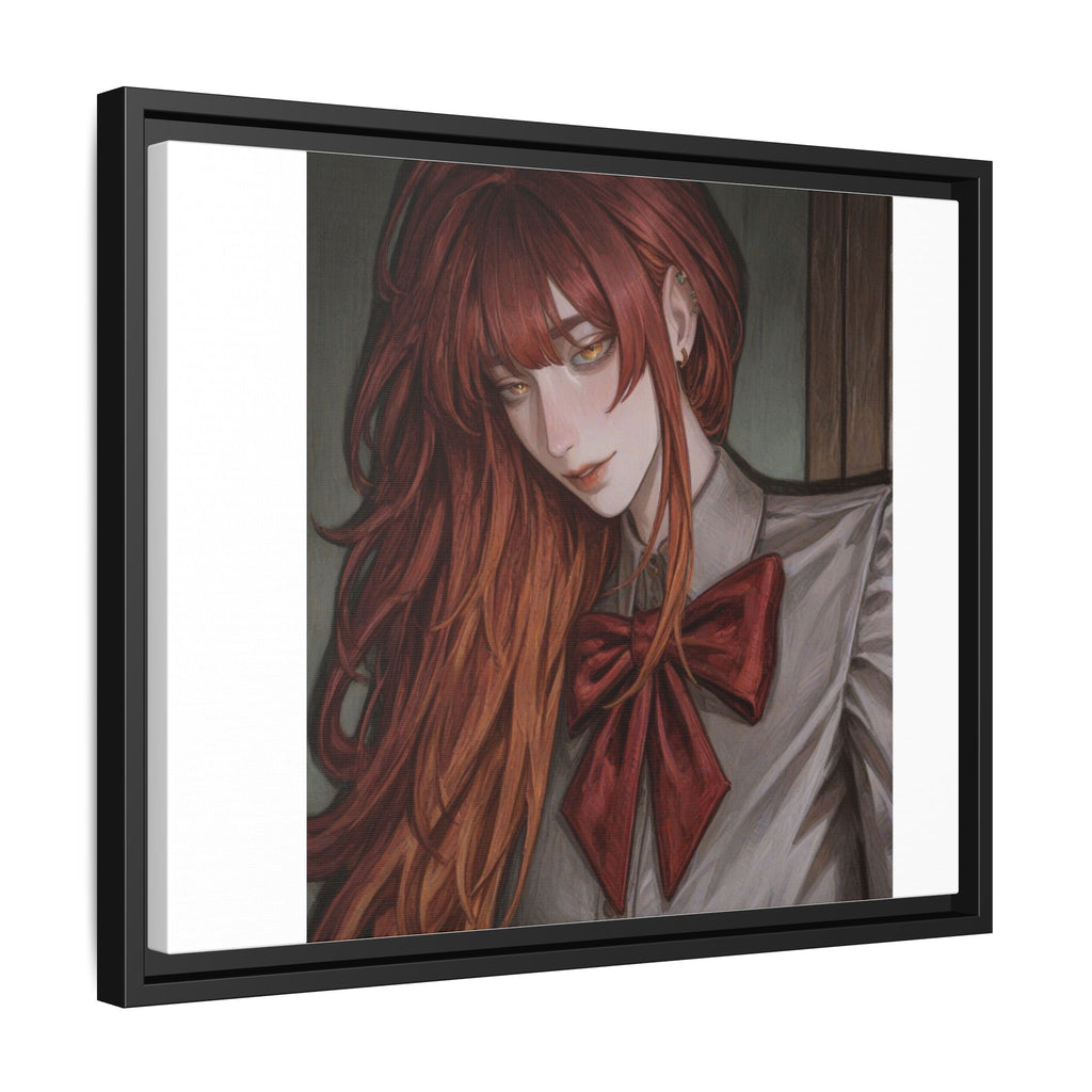 Framed Matte Canvas Print — Moody Red-Headed Anime Girl Art