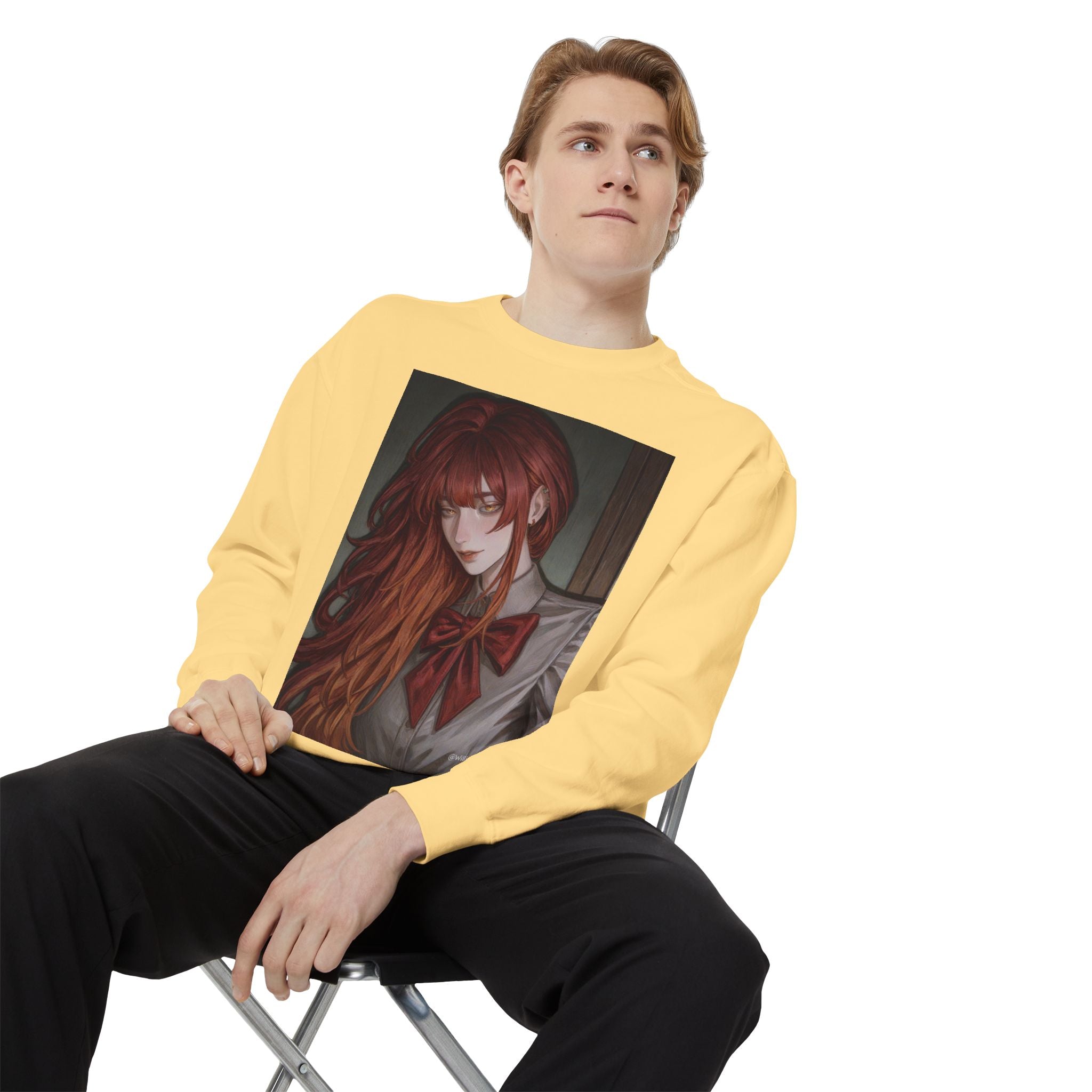 Anime Red-Headed Girl Sweatshirt — Gothic Schoolgirl Art Pullover
