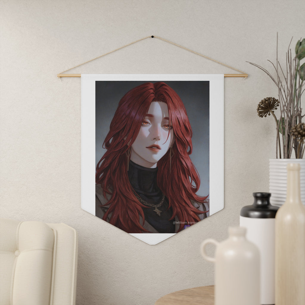 Red-Haired Portrait Pennant — Moody Gothic Wall Banner