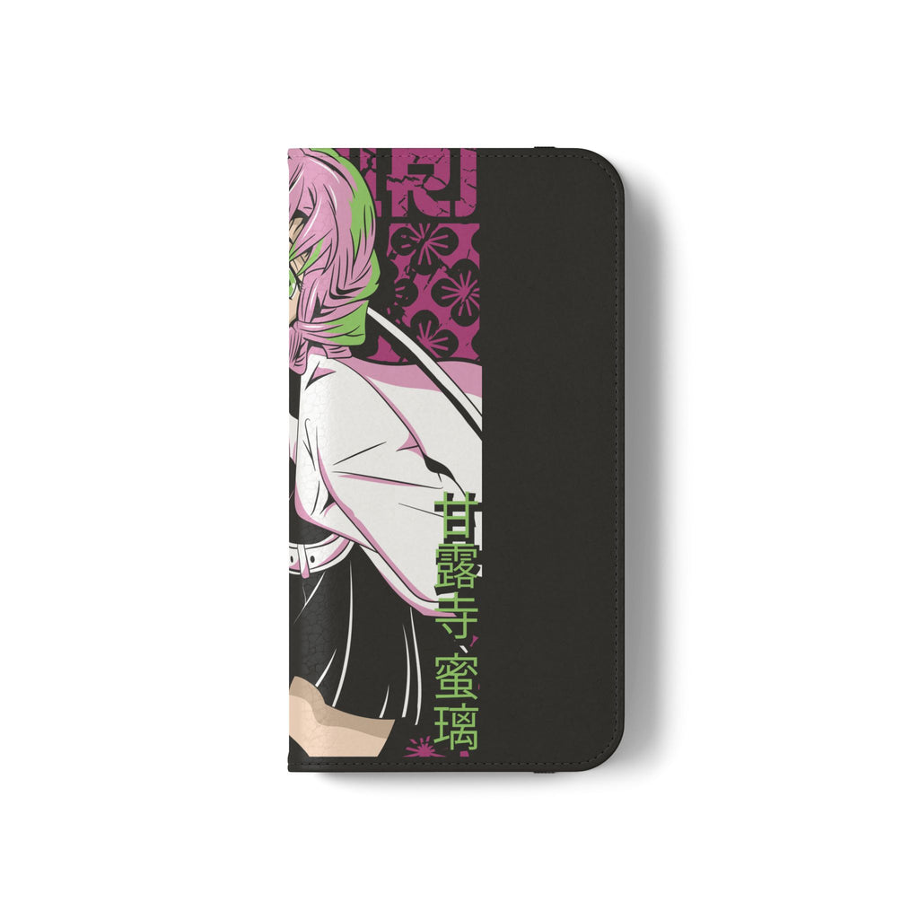 Anime Girl Flip Phone Case — Pink Demon Slayer Style Wallet Cover