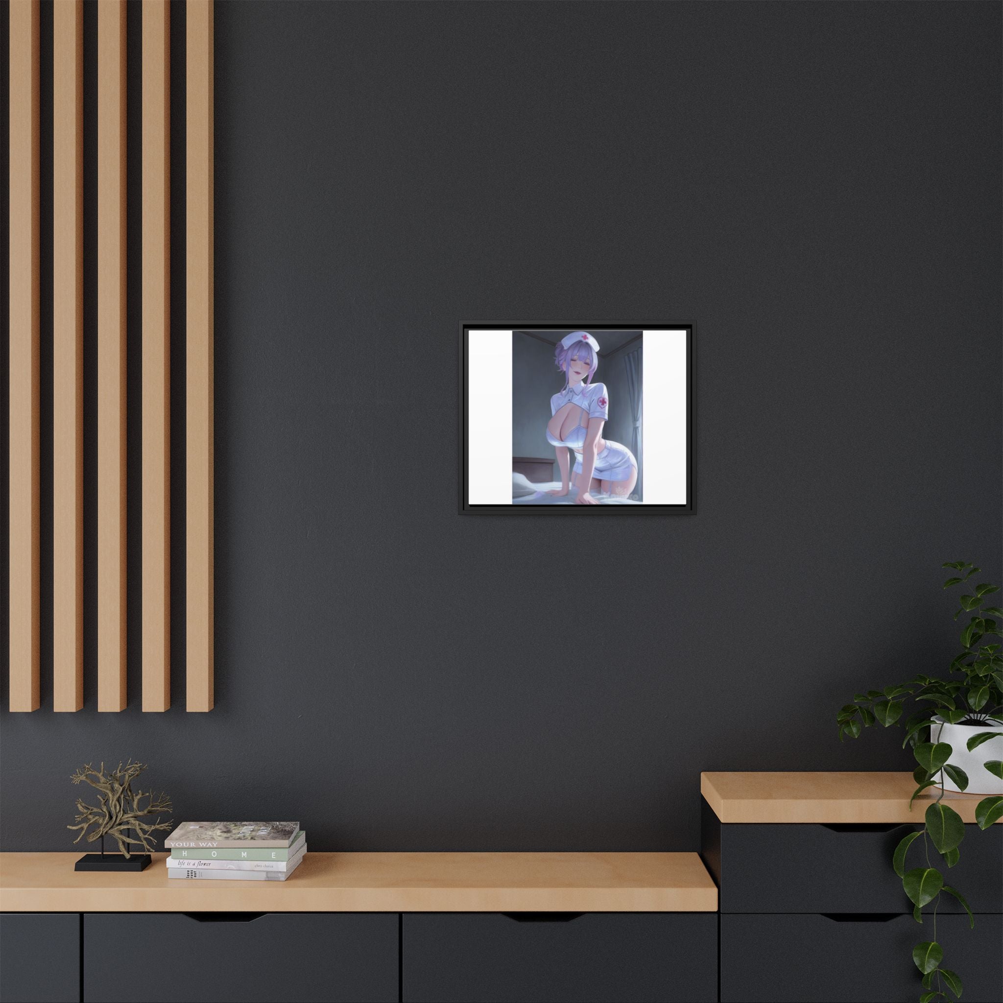 Sexy Anime Nurse Matte Canvas Print (Framed)
