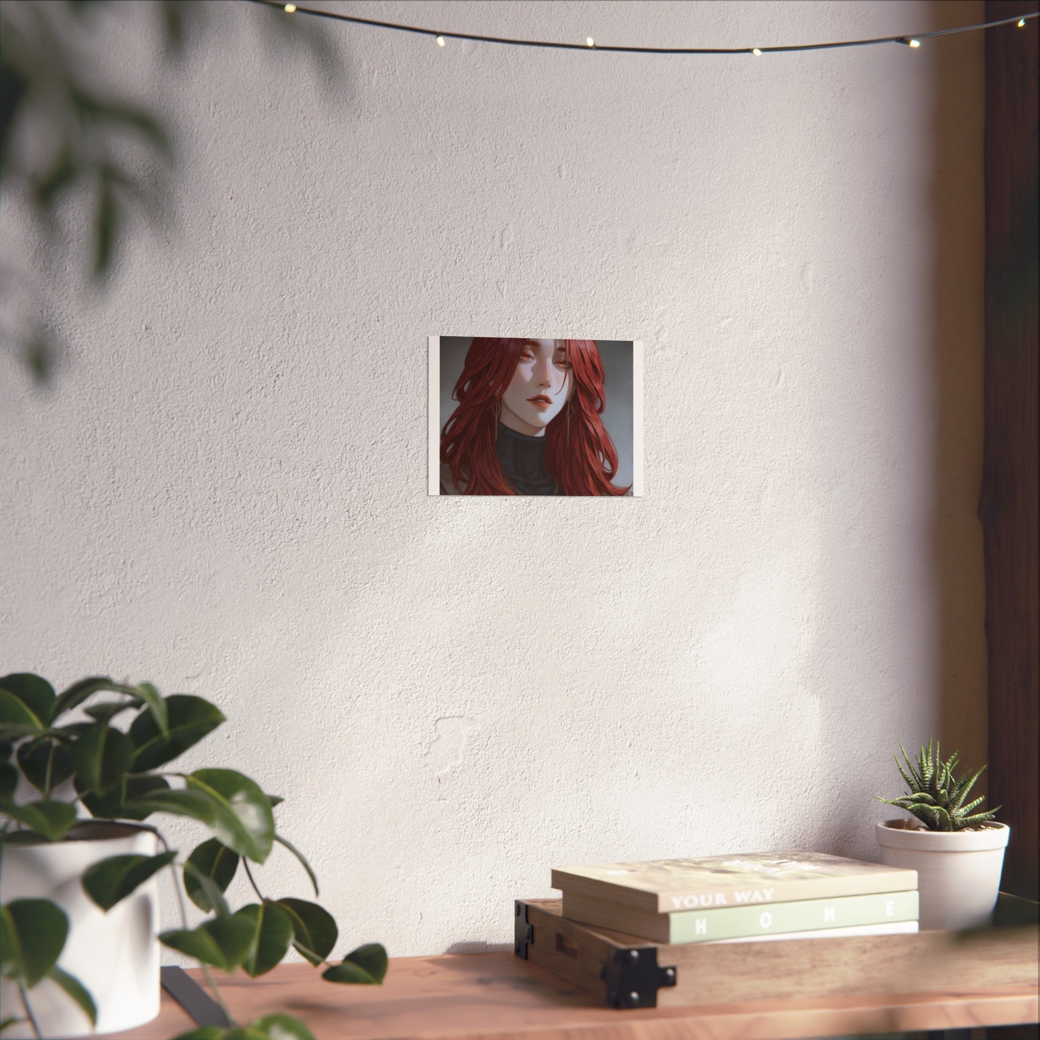 Fine Art Poster — Red-Haired Gothic Portrait, Moody Decorative Wall Art