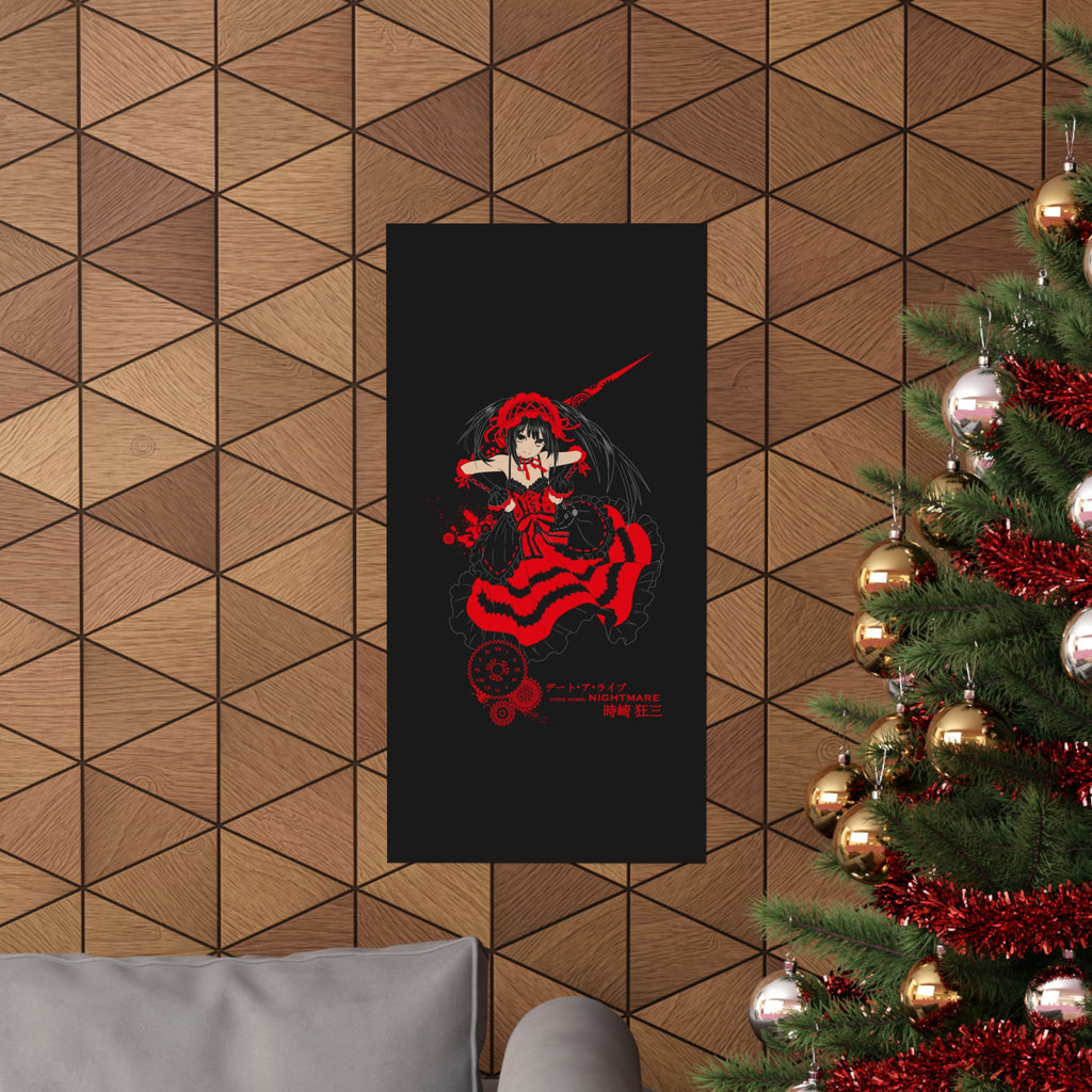Anime Gothic Poster — Red & Black Kurumi Nightcore Matte Vertical Print