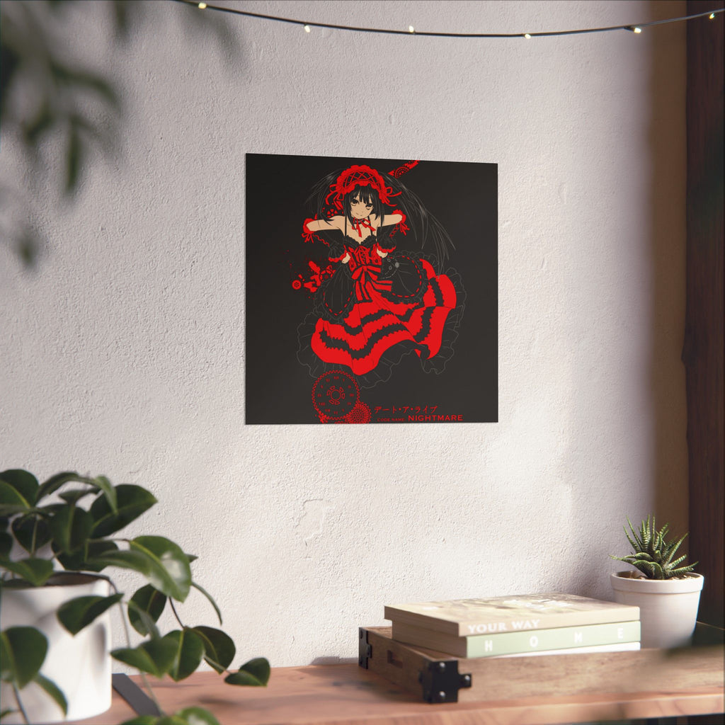 Anime Gothic Poster — Red & Black Kurumi Nightcore Matte Vertical Print