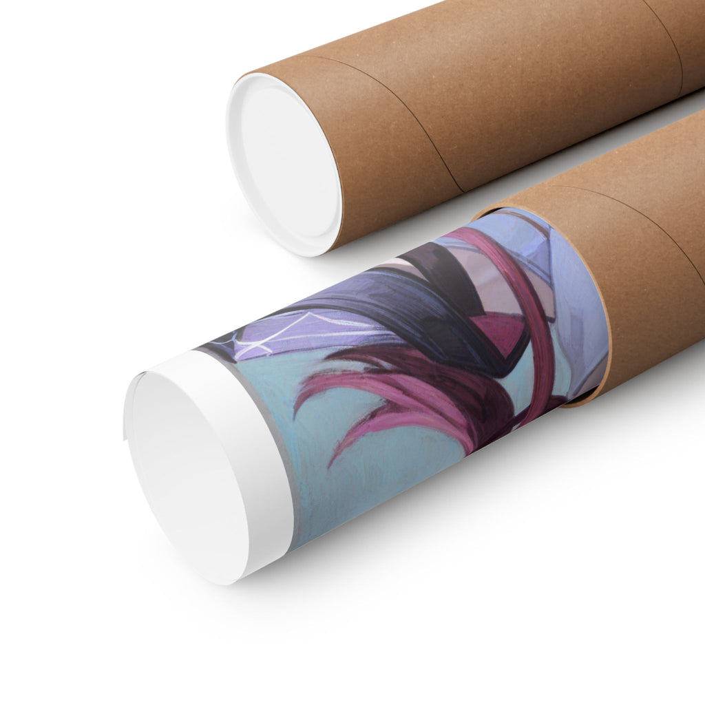 Anime Portrait Poster — Moody Red‑Haired Character Matte Vertical Art Print
