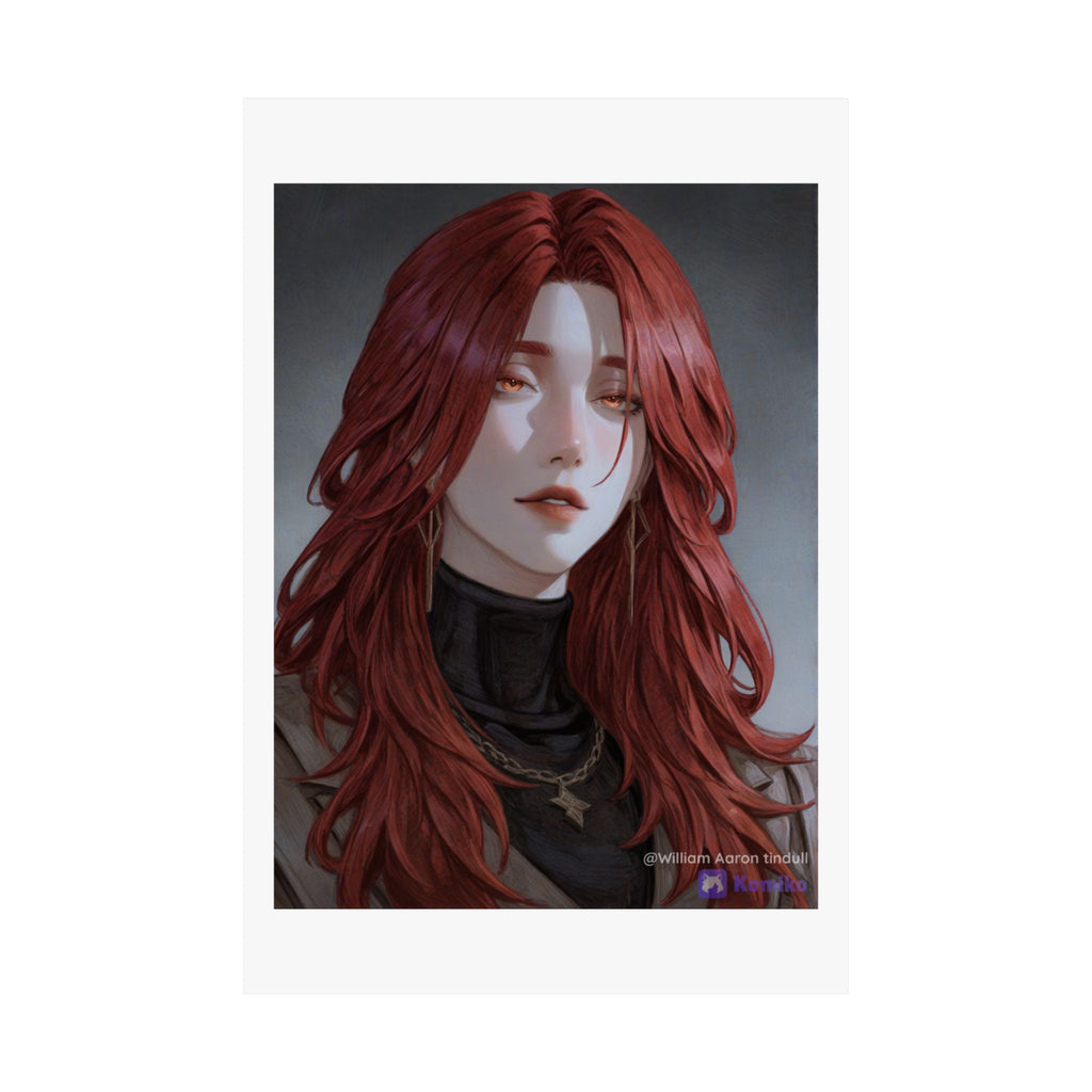 Red-Haired Muse Matte Vertical Poster — Moody Portrait Art Print