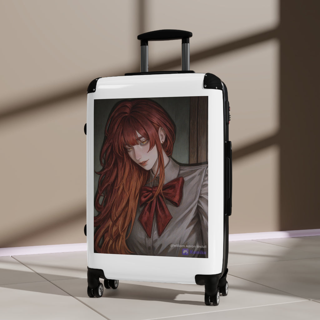 Anime Red-Haired Girl Carry-On Suitcase – School Uniform Portrait Travel Luggage