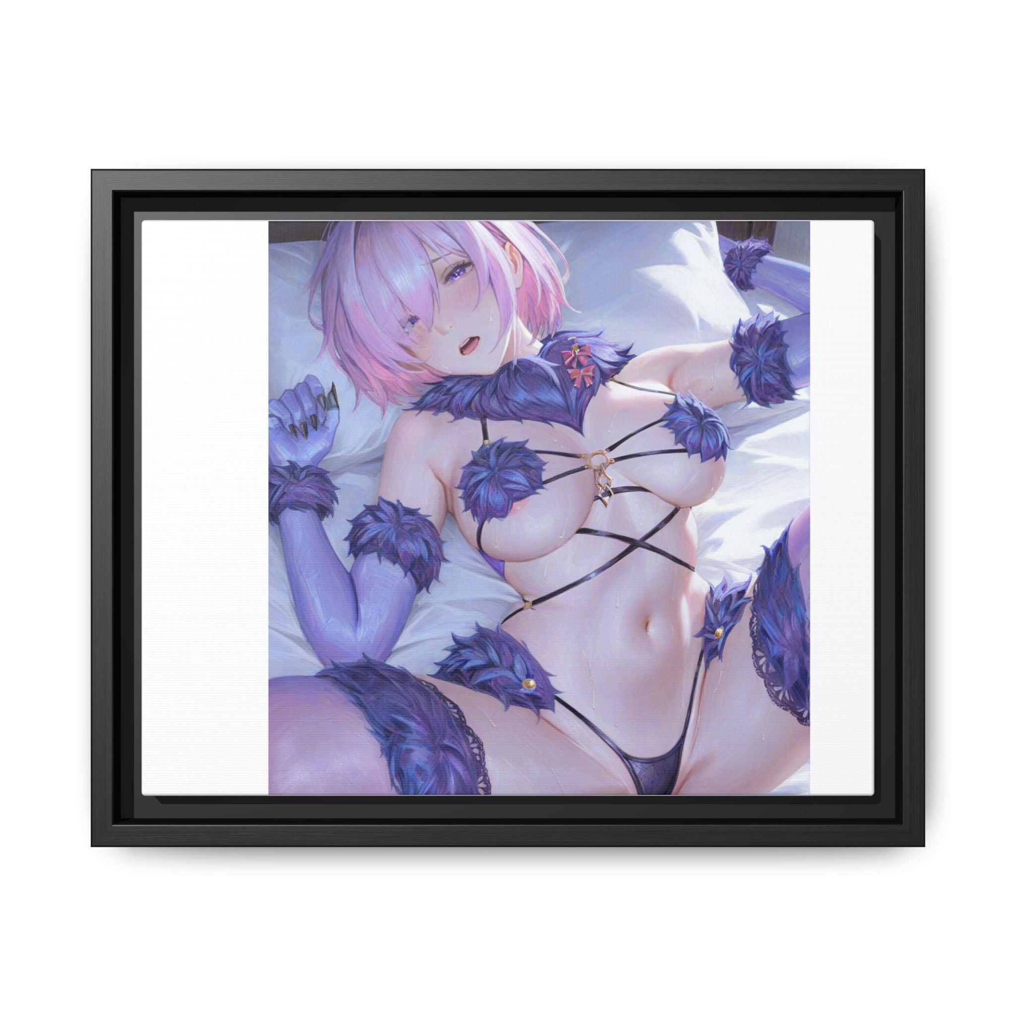Framed Matte Canvas — Anime Pin-Up Lingerie Art Print