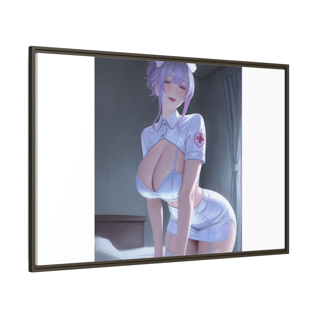 Sexy Anime Nurse Matte Canvas Print (Framed)