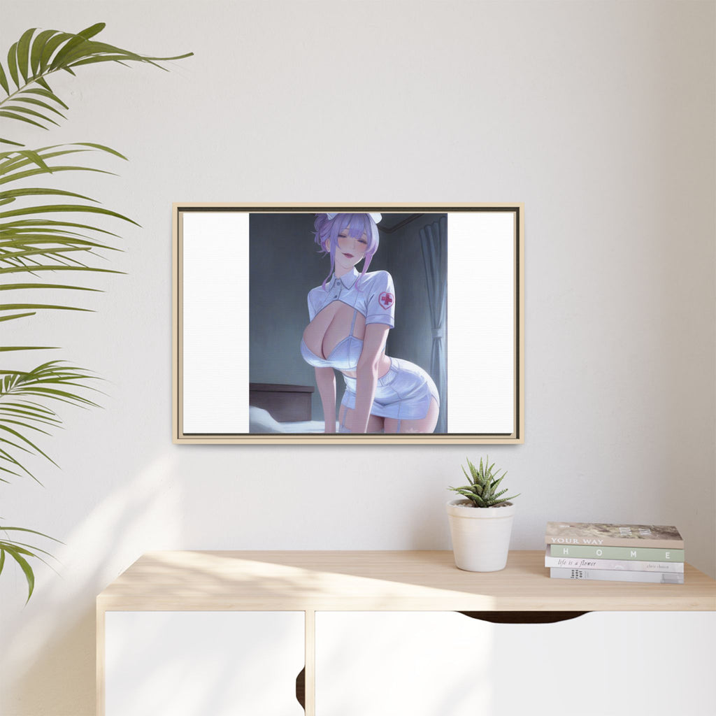 Sexy Anime Nurse Matte Canvas Print (Framed)