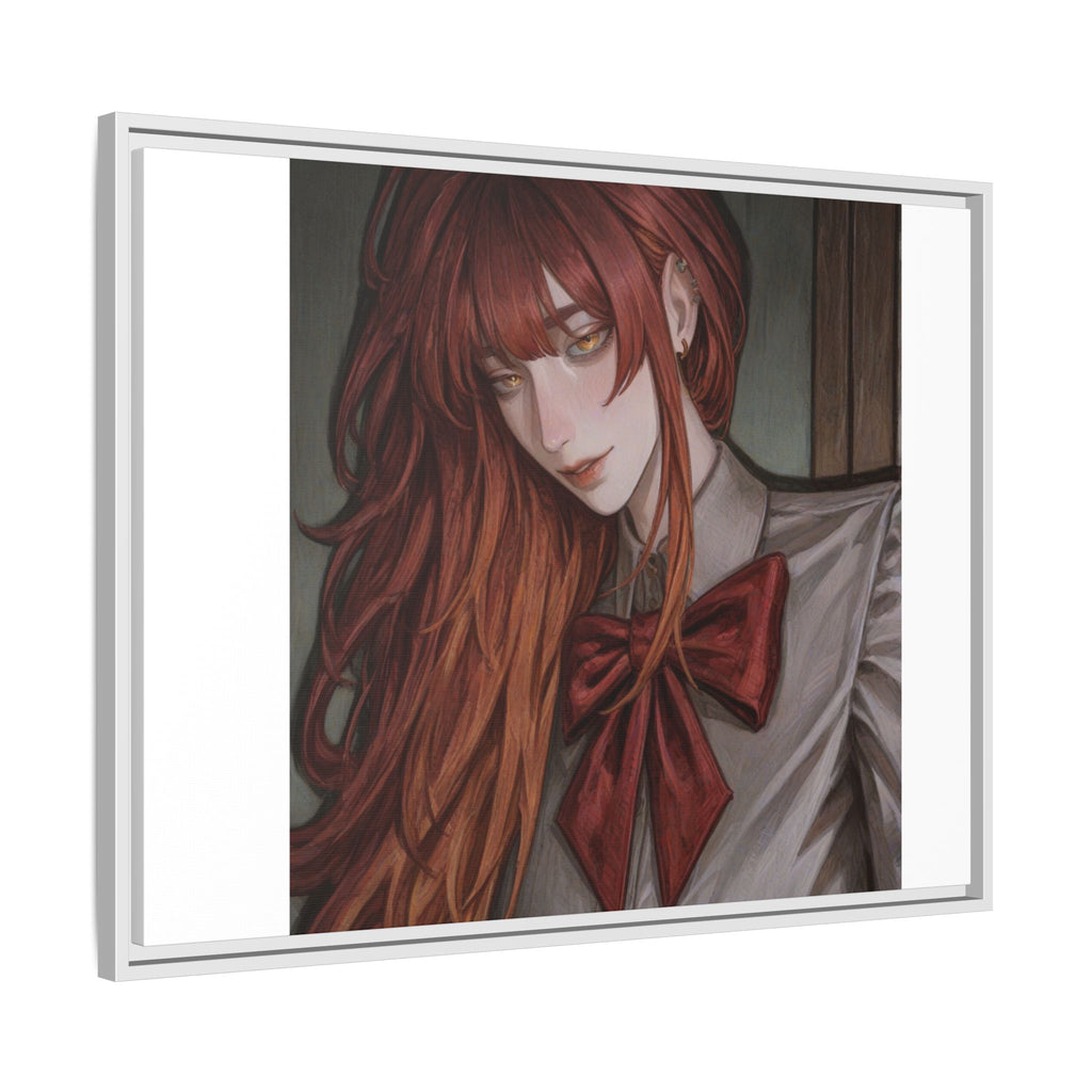 Framed Matte Canvas Print — Moody Red-Headed Anime Girl Art