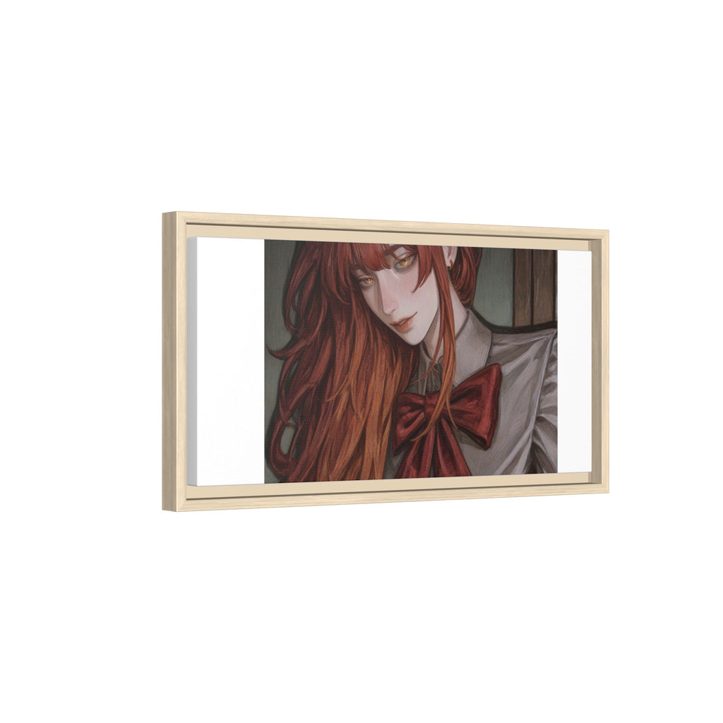 Framed Matte Canvas Print — Moody Red-Headed Anime Girl Art