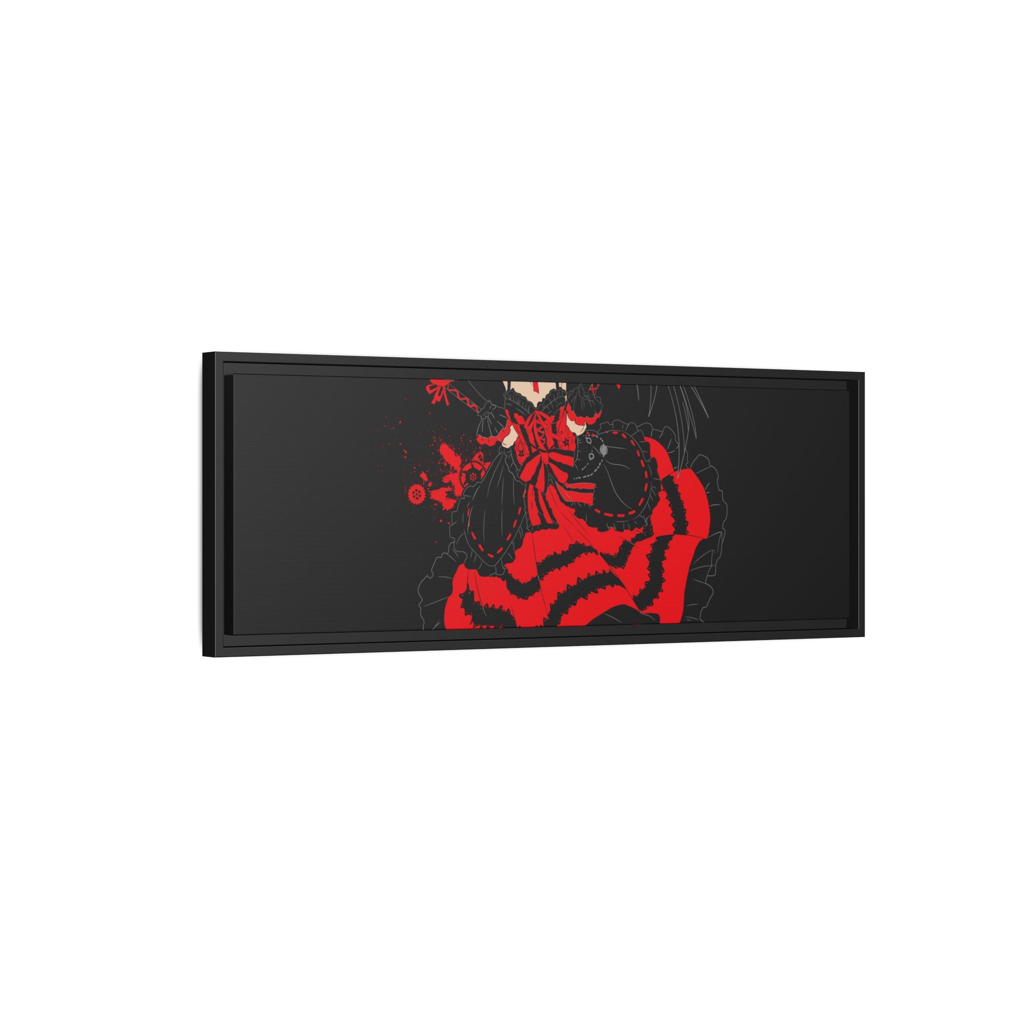 Anime Warrior Red Black Matte Canvas Print — Framed Wall Art