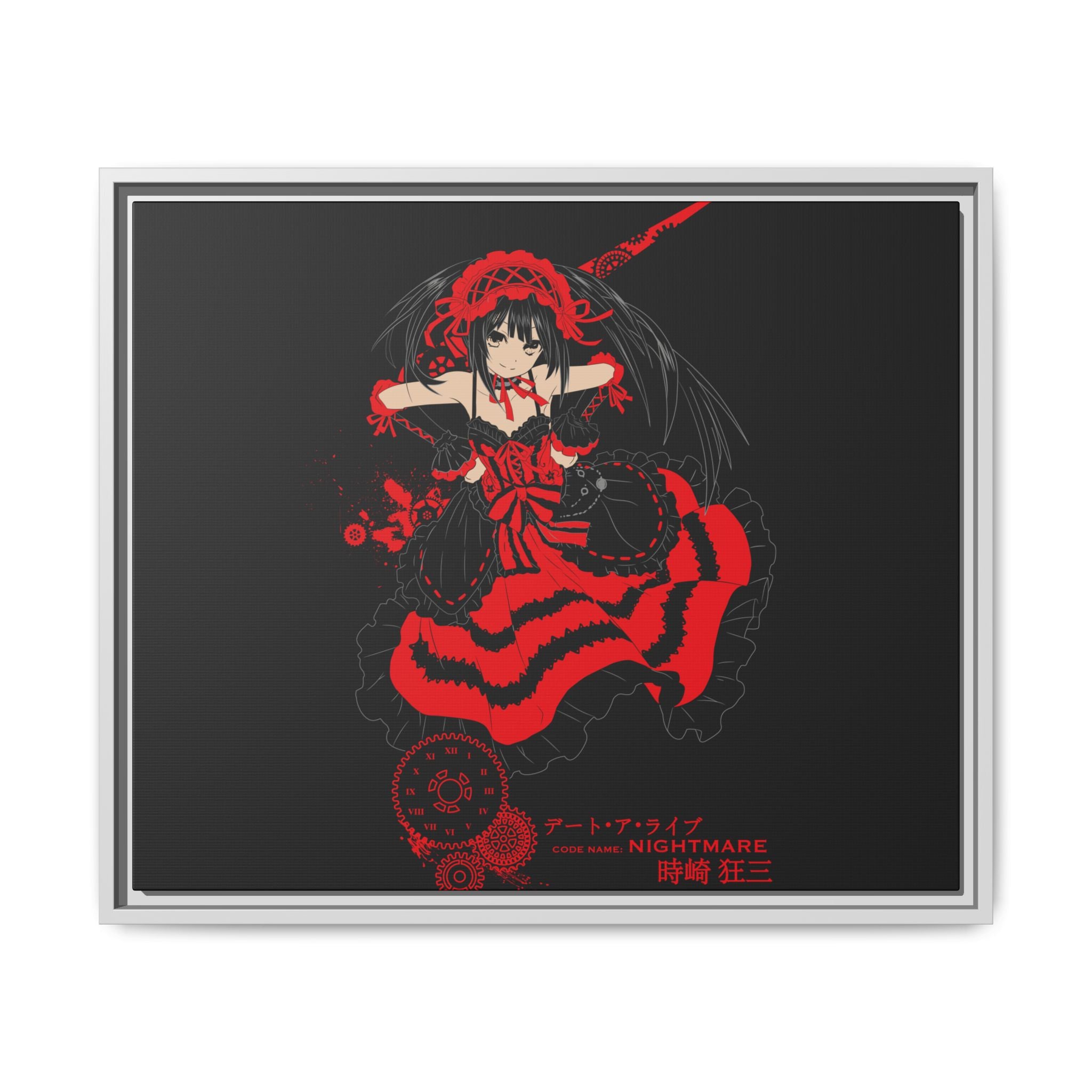 Anime Warrior Red Black Matte Canvas Print — Framed Wall Art