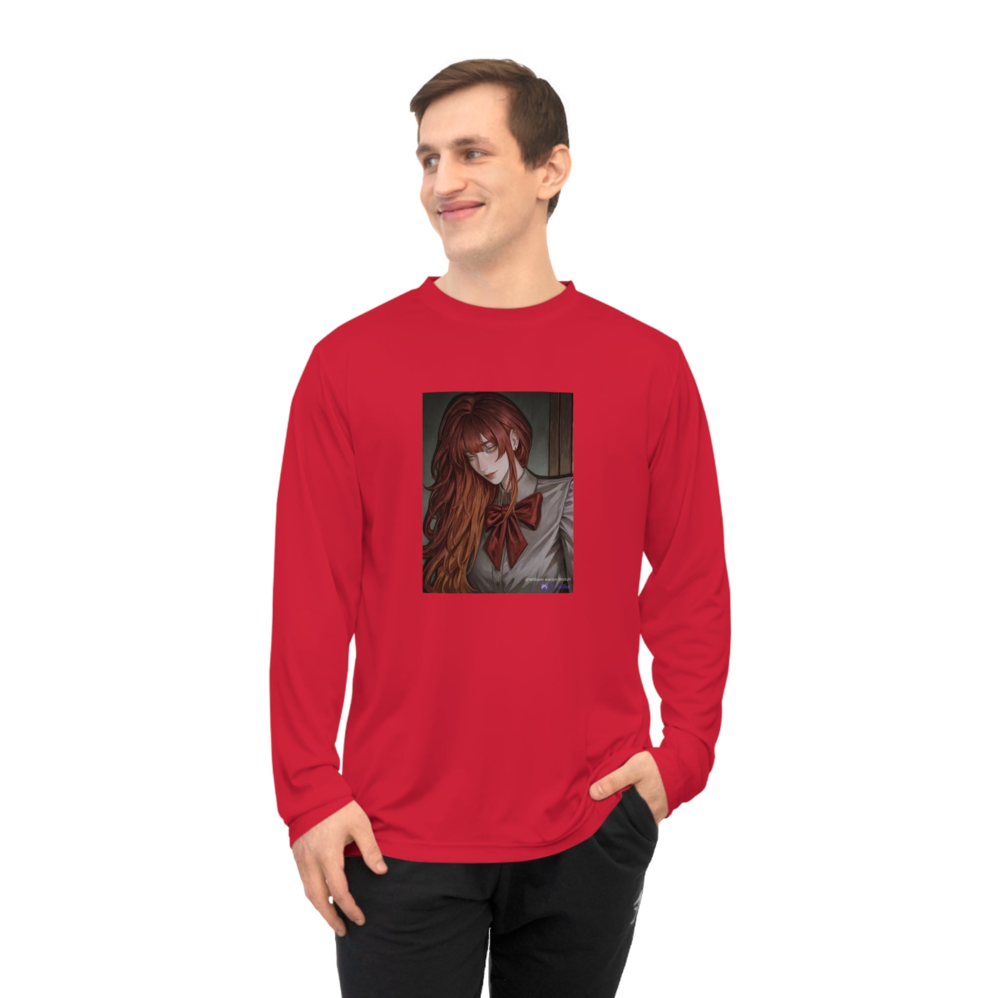 Anime Redhead Girl Long Sleeve Shirt — Moody Schoolgirl Portrait
