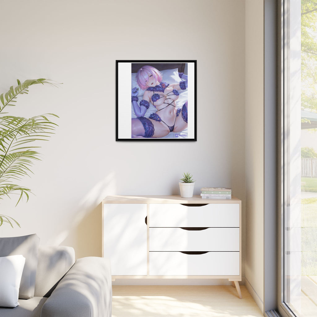 Framed Matte Canvas — Anime Pin-Up Lingerie Art Print