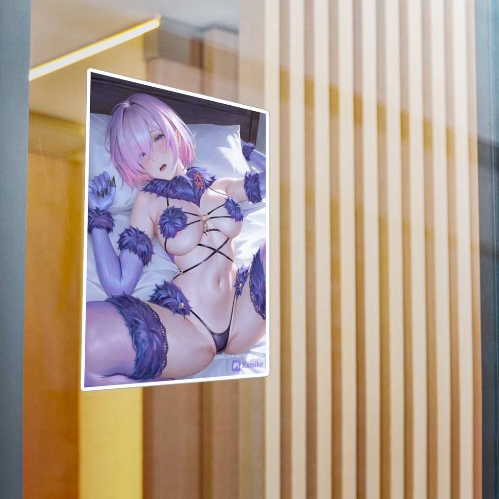 Anime Ecchi Kiss-Cut Vinyl Decal — Sexy Pink-Haired Character Sticker