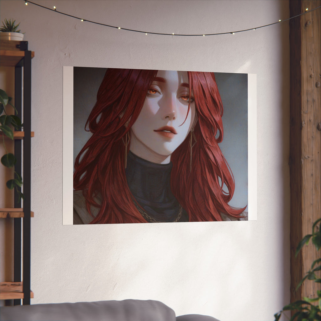 Fine Art Poster — Red-Haired Gothic Portrait, Moody Decorative Wall Art