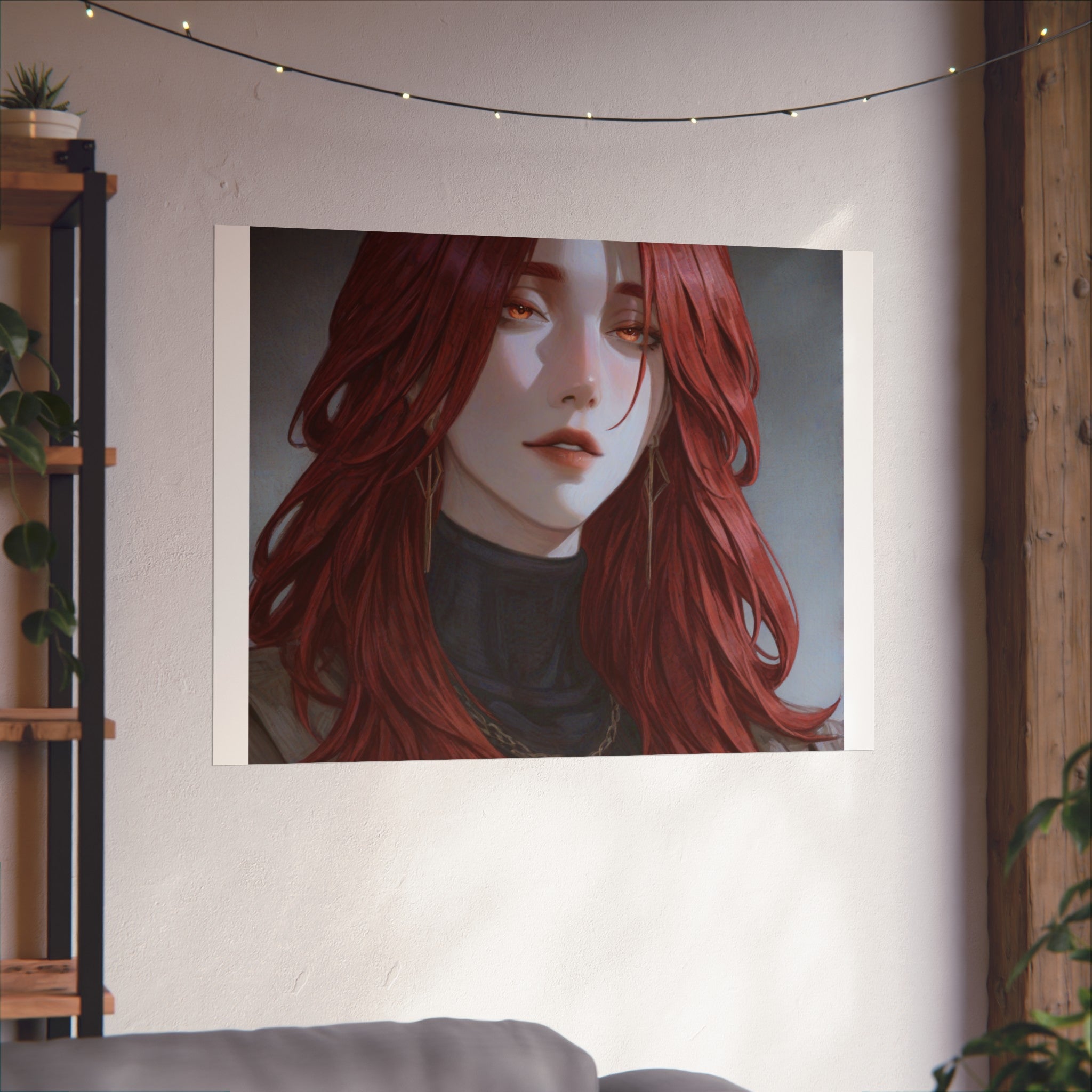Fine Art Poster — Red-Haired Gothic Portrait, Moody Decorative Wall Art