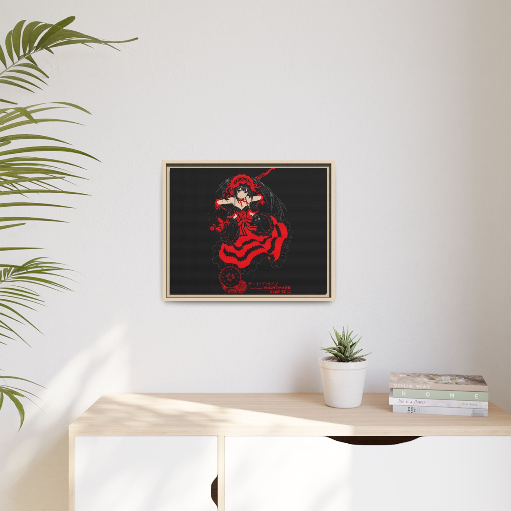 Anime Warrior Red Black Matte Canvas Print — Framed Wall Art