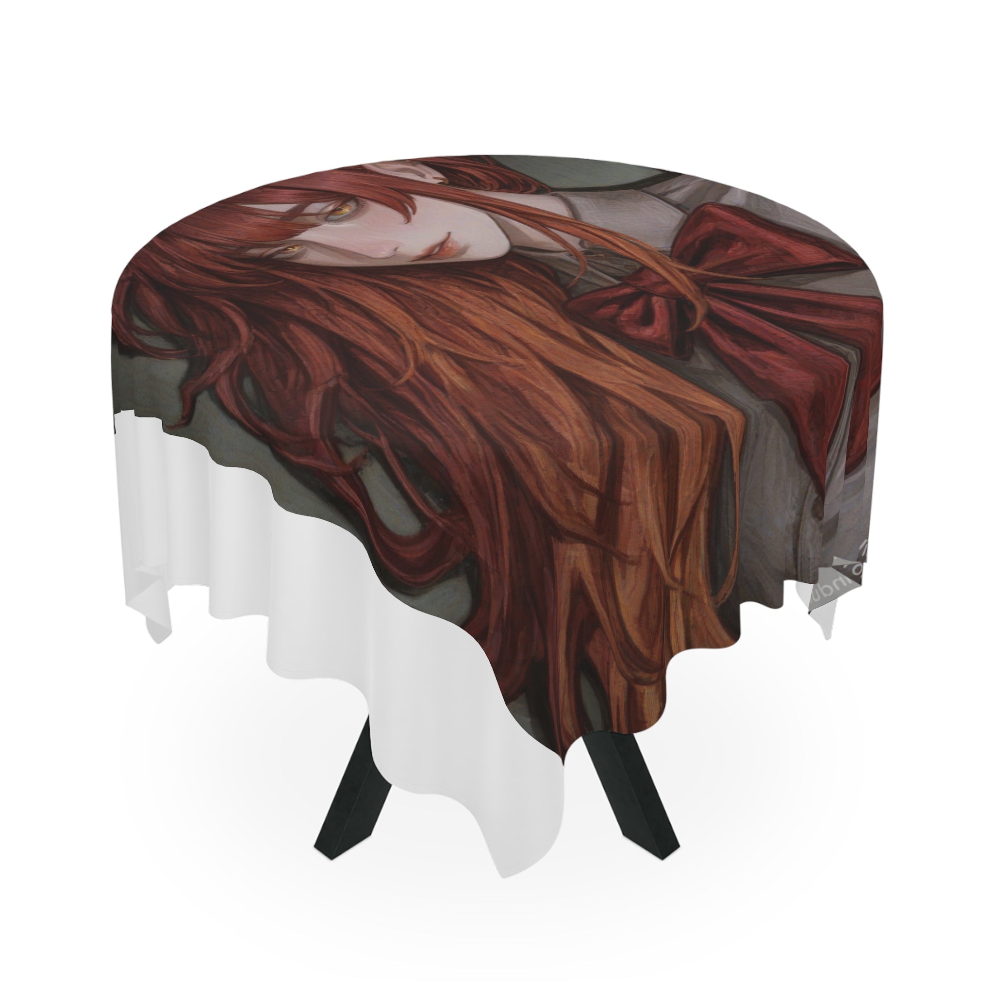 Redhead Portrait Tablecloth — Gothic Anime Girl Decorative Table Cover