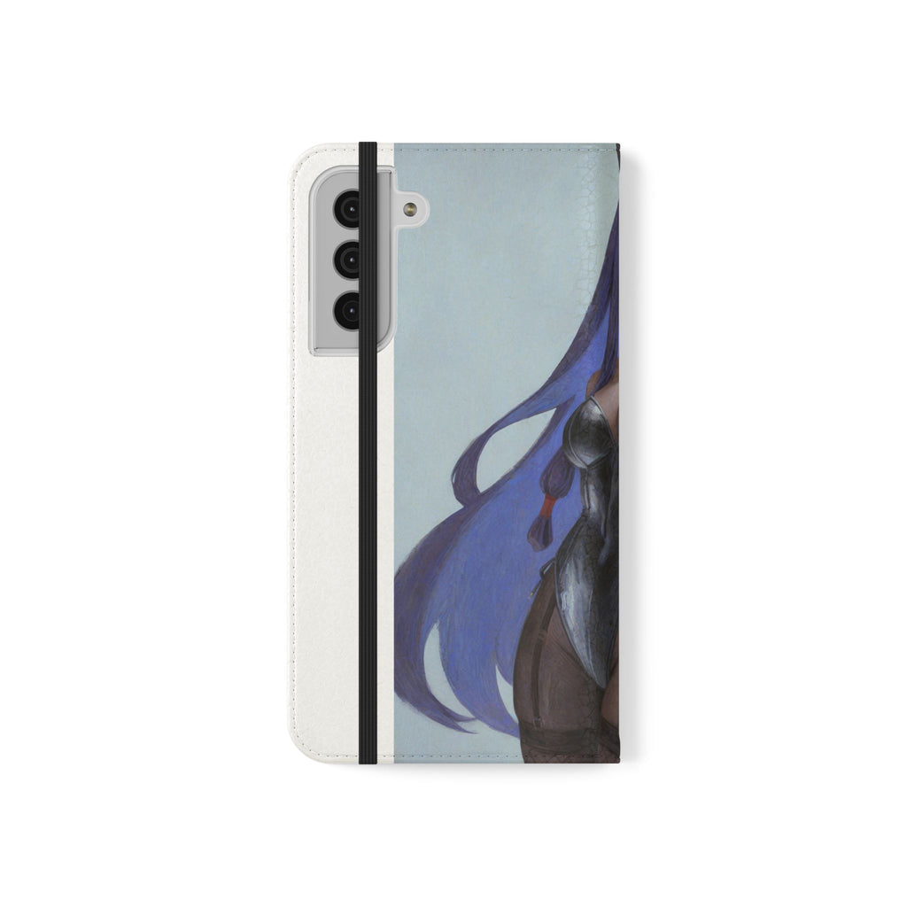 Anime Bunny Girl Flip Case - Purple Long-Haired Character Phone Wallet
